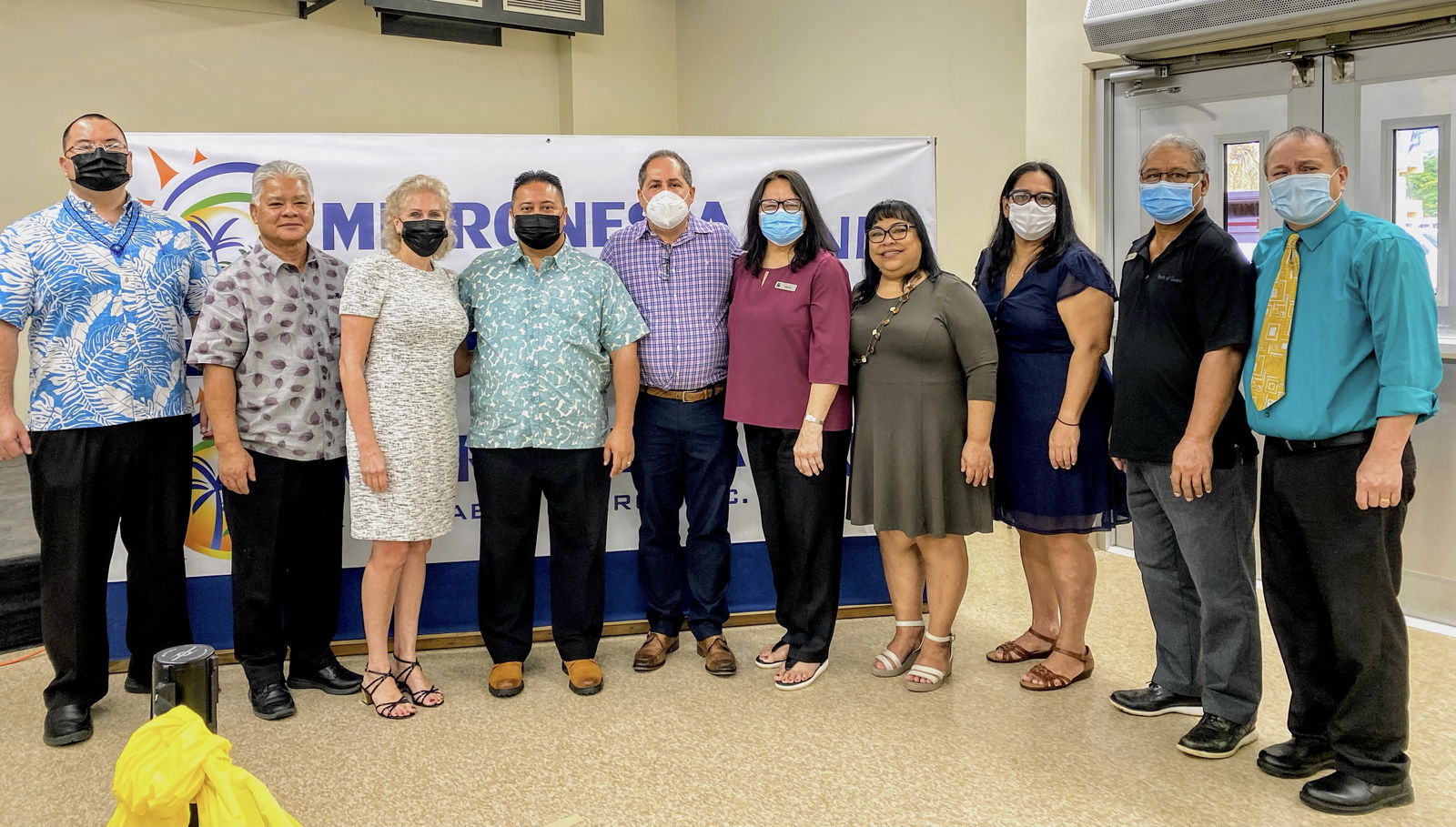From left, Speaker Edmund S. Villagomez, Lt. Gov. Arnold I. Palacios, Tracy Voacolo, Gov. Ralph DLG Torres, Micronesia Renewable Energy Chief Operations Officer Jeffrey Voacolo, Bank of Guam Vice President and Regional Manager Marcie Tomokane, former BOE Chairman and IT&E Customer Service and Government Relations Manager Janice Marie A. Tenorio, U.S. Congressional District Office Director Paula Bermudes-Castro, Bank of Guam’s Larry Philip, and BOE Chairman Andrew L. Orsini.