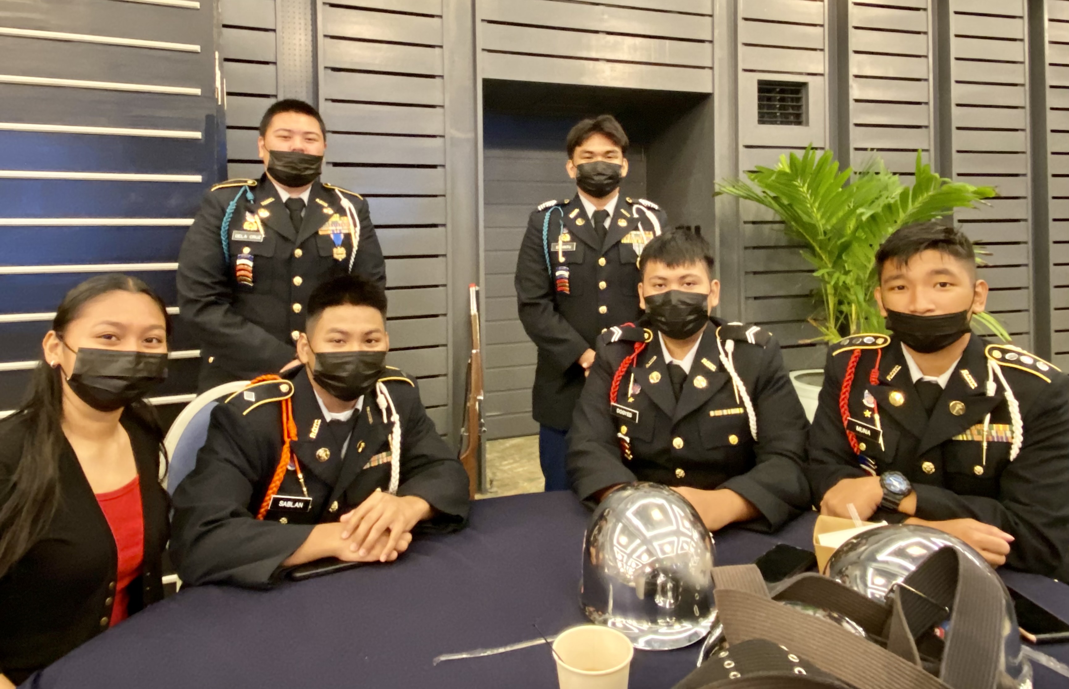 Kagman High School JROTC cadets Frances Reyes, Zyran Espirito Santo, Riley Sablan, Andres Muna, Luis Dela Cruz and Manuel Babauta.