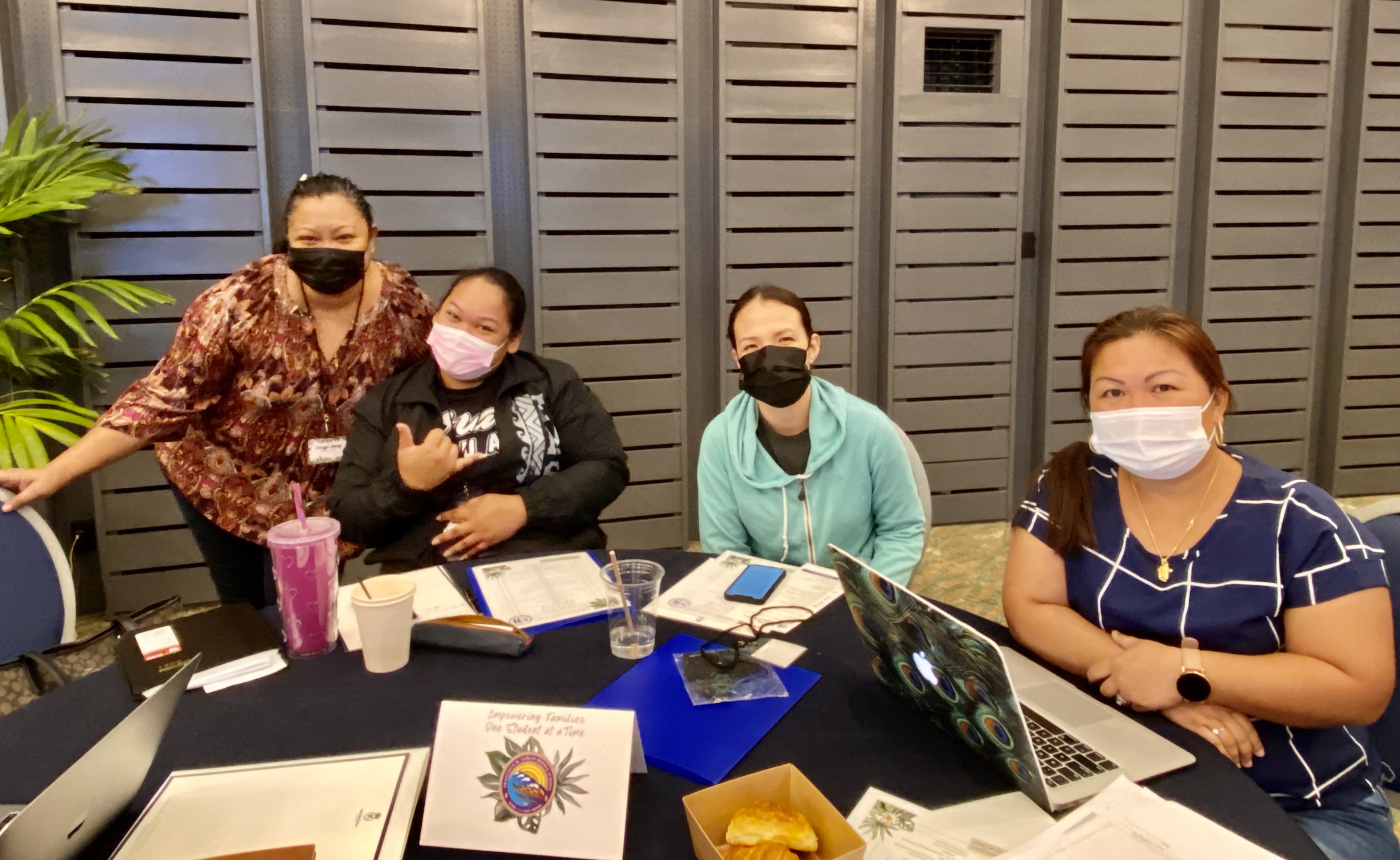 Francisco M. Sablan Middle School PTSA officers Rita Villagomez, Meena Benavente and Della Angel with school principal Cherlyn C. Osung.