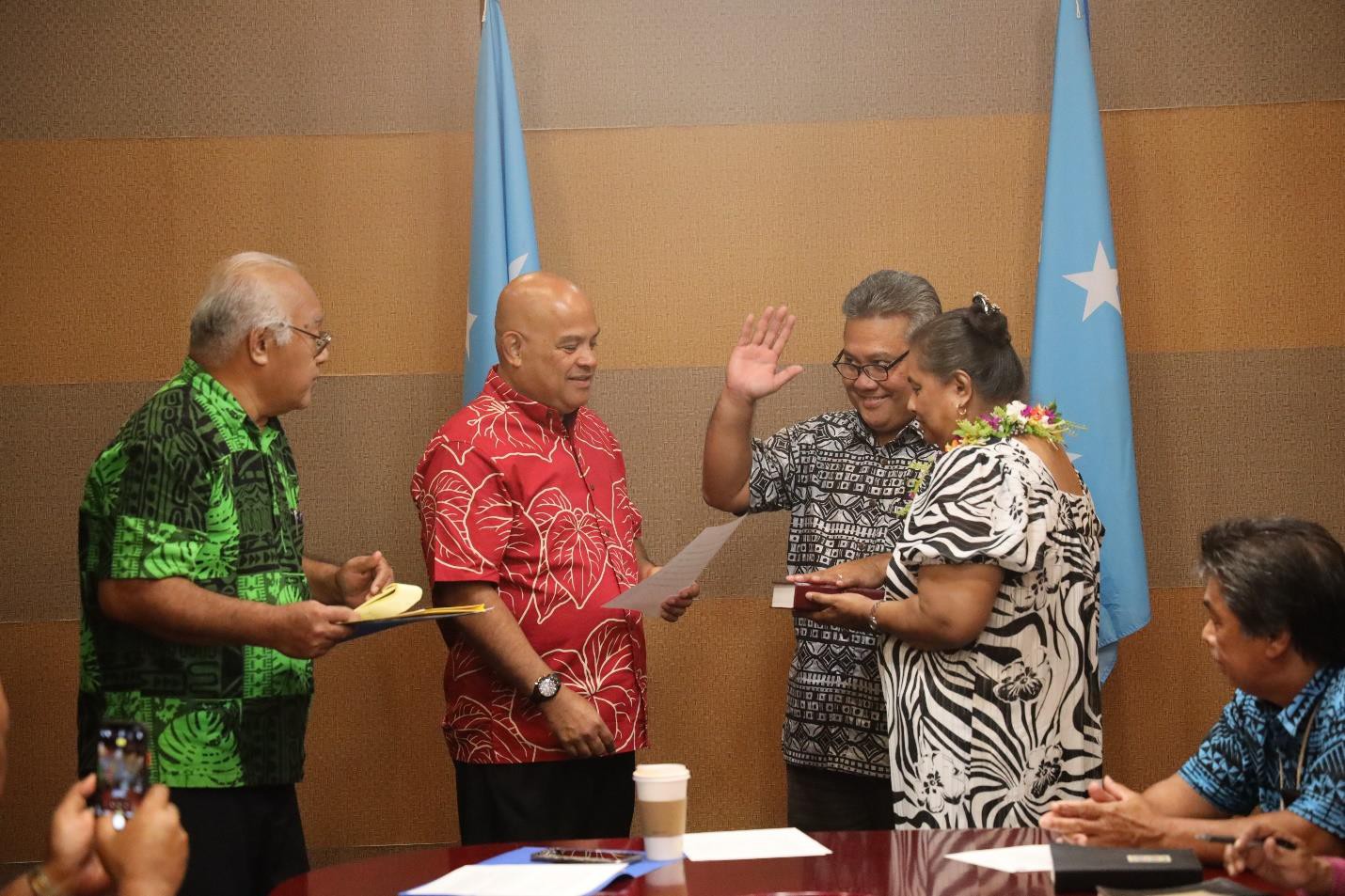 FSM Department of Health and Social Affairs Secretary Marcus  Samo takes his oath of office