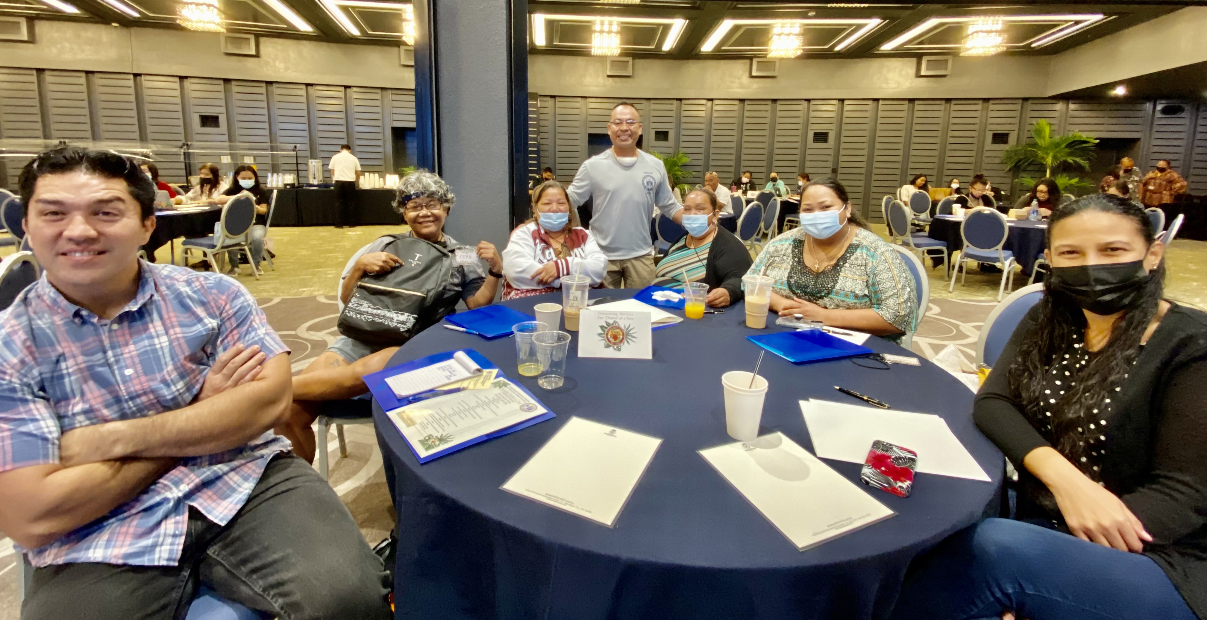 Kagman High School PTSA officers John Oliver Gonzales, Antonette Castro, Josepha Kaipat, Paul Murphy, Patricia Castro with vice principals Francisca Bondoc and Shirley Norita.