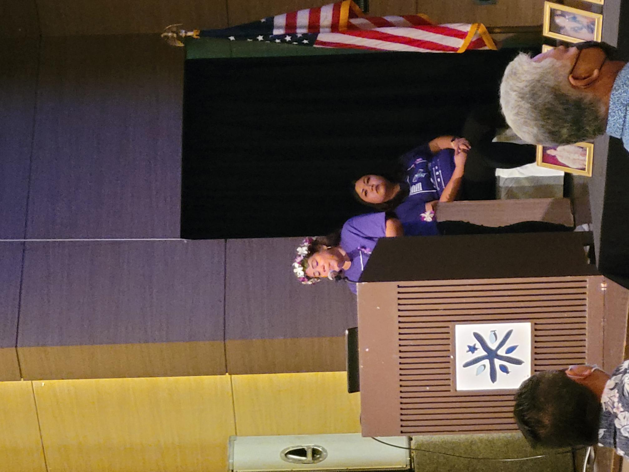 Jennifer Taman shares her story during the 2021 Domestic Violence Awareness Month Proclamation signing ceremony at Saipan World Resort on Monday.