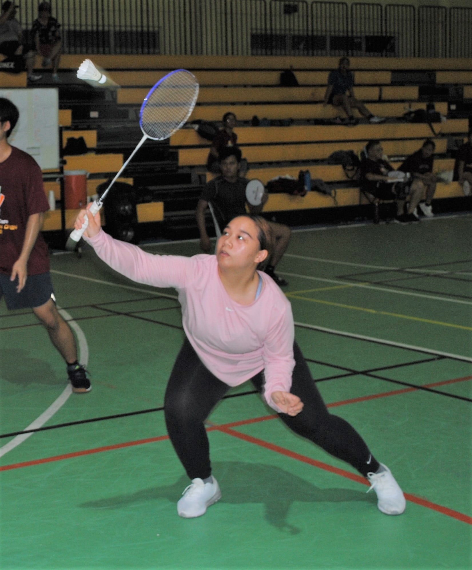 Michaella Serrano extends for the fronthand return during a TakeCare Badminton Open game  at the Ada gym.