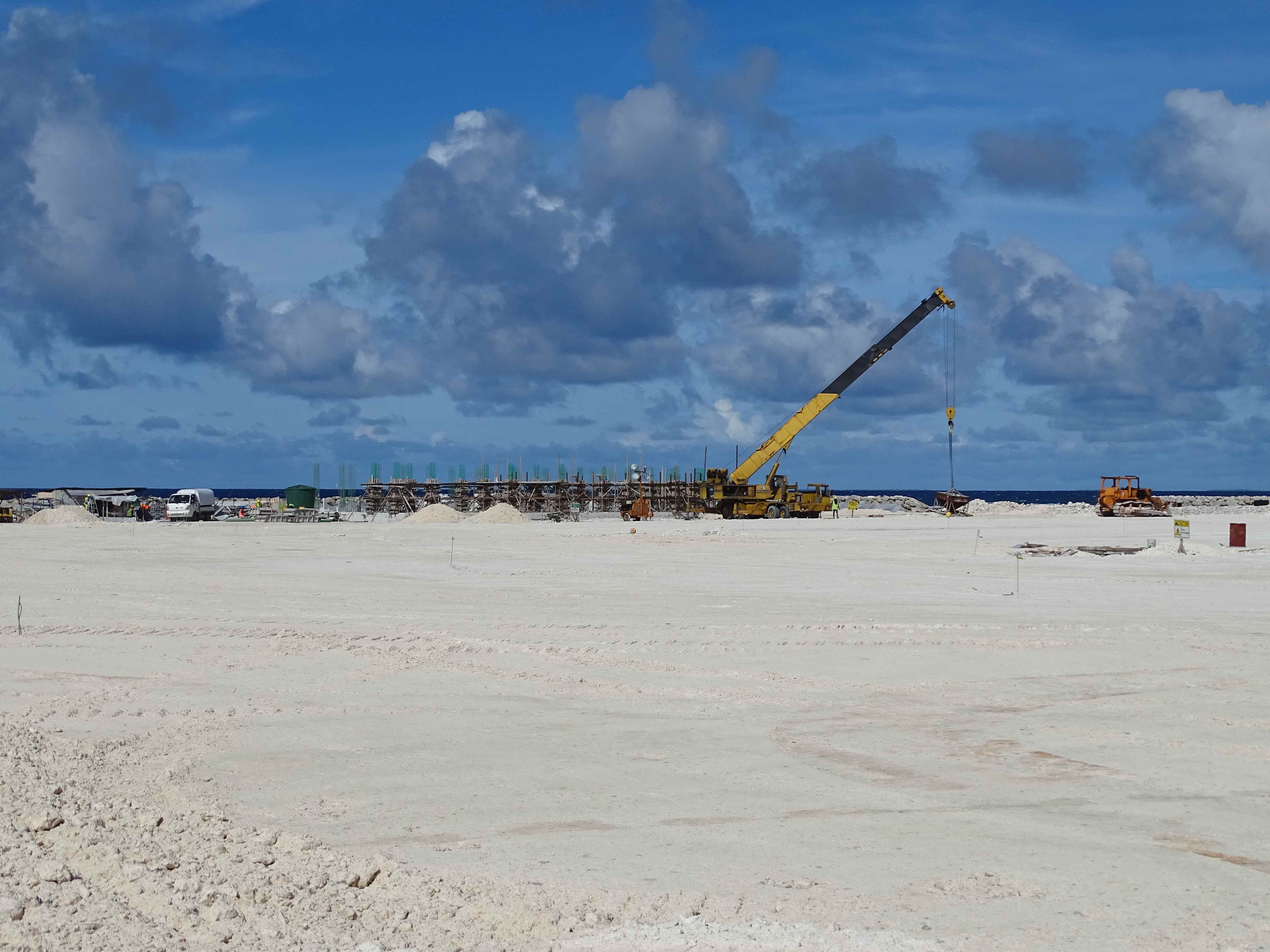 Landfill on an ocean side reef flat in Majuro is developing a new, 18-acre (7.3-hectare) sports facility that will feature the Marshall Islands first Olympic grade track and field facility as well as a baseball stadium. It is being built at a cost of over $6 million.