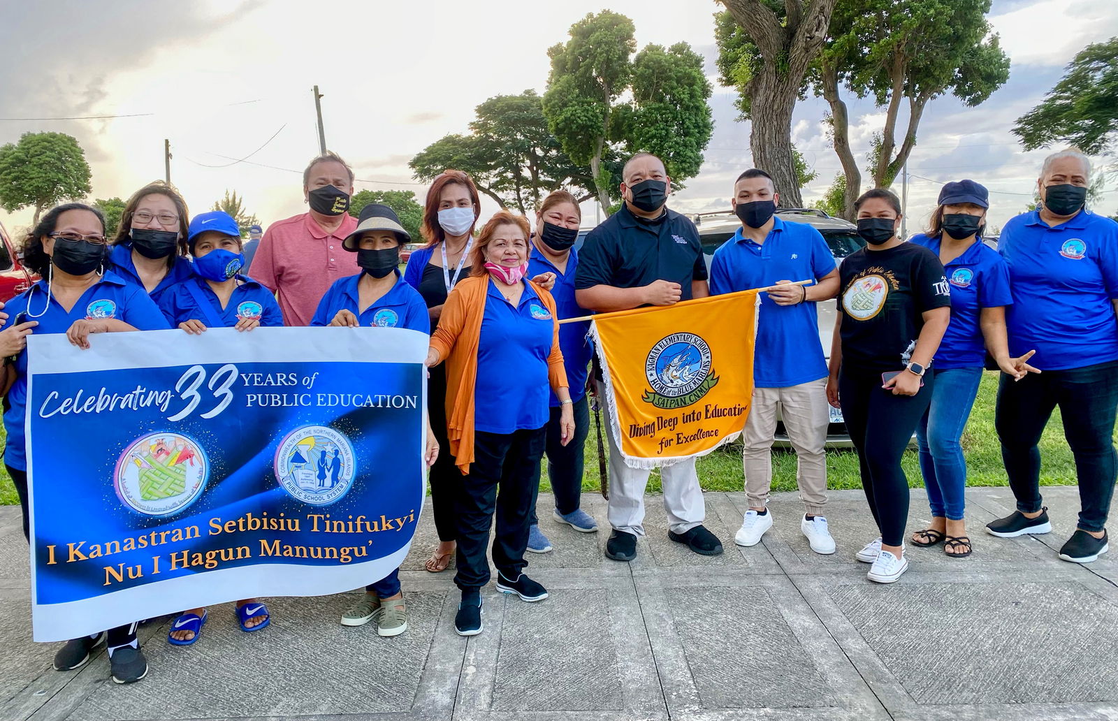 On Tuesday, Public School System central office personnel led by acting Commissioner of Education Eric Magofna and Board of Education Chairman Andrew L. Orsini joined administrators and educators from the island’s various public schools, including Kagman Elementary School, in a roadside waving activity at the Garapan Fishing Base on Beach Road. PSS today, Wednesday, will announce the CNMI’s 2022 Teacher of the Year, Counselor of the Year, Teacher Aide of the Year, Trades and Maintenance Staff of the Year. 