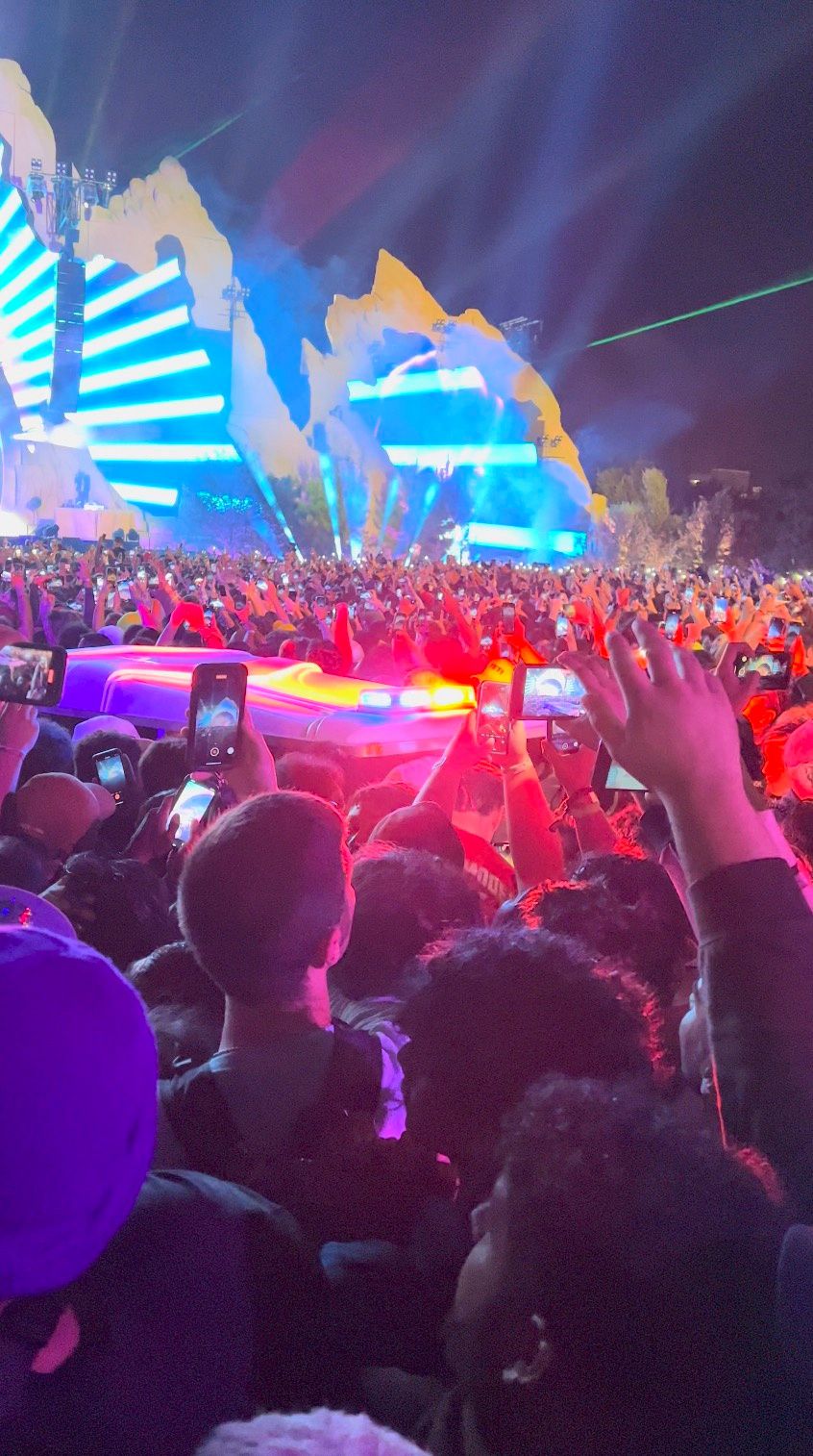 An ambulance is seen in the crowd during the Astroworld music festival in Houston, Texas,  Nov. 5, 2021 in this still image obtained from a social media video.