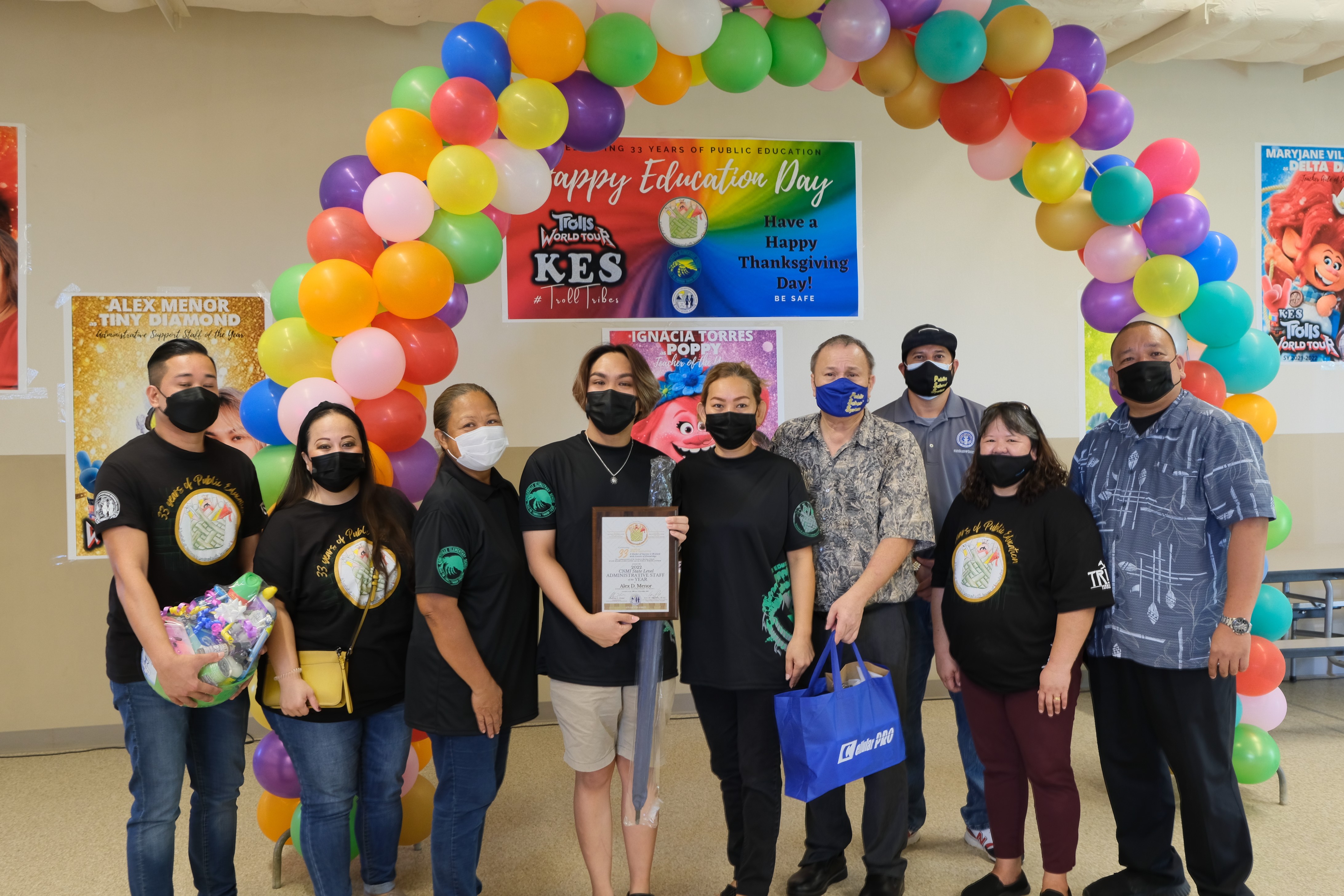 Koblerville Elementary School’s Alex D. Menor, 4th left, is the 2022 CNMI PSS State Administrative Staff of the Year. 