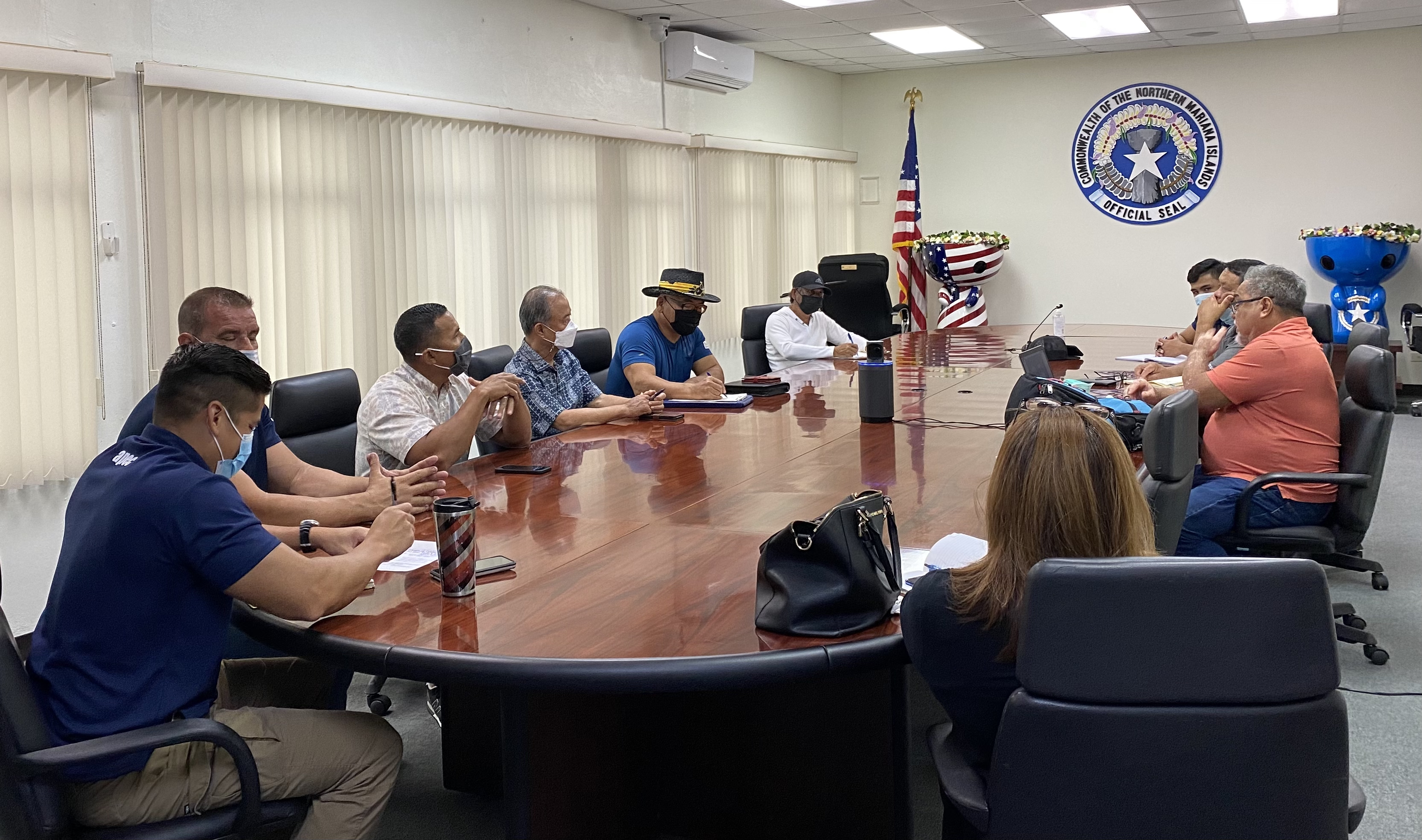 Saipan's trash collection companies meet with the Universal Garbage Collection Task Force in the governor's conference room on Nov. 29, 2021.