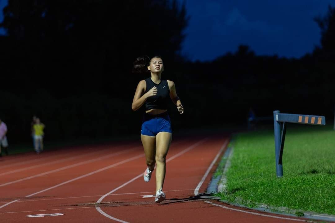 Tiana Cabrera holds a steady pace at the Oleai Sports Complex.