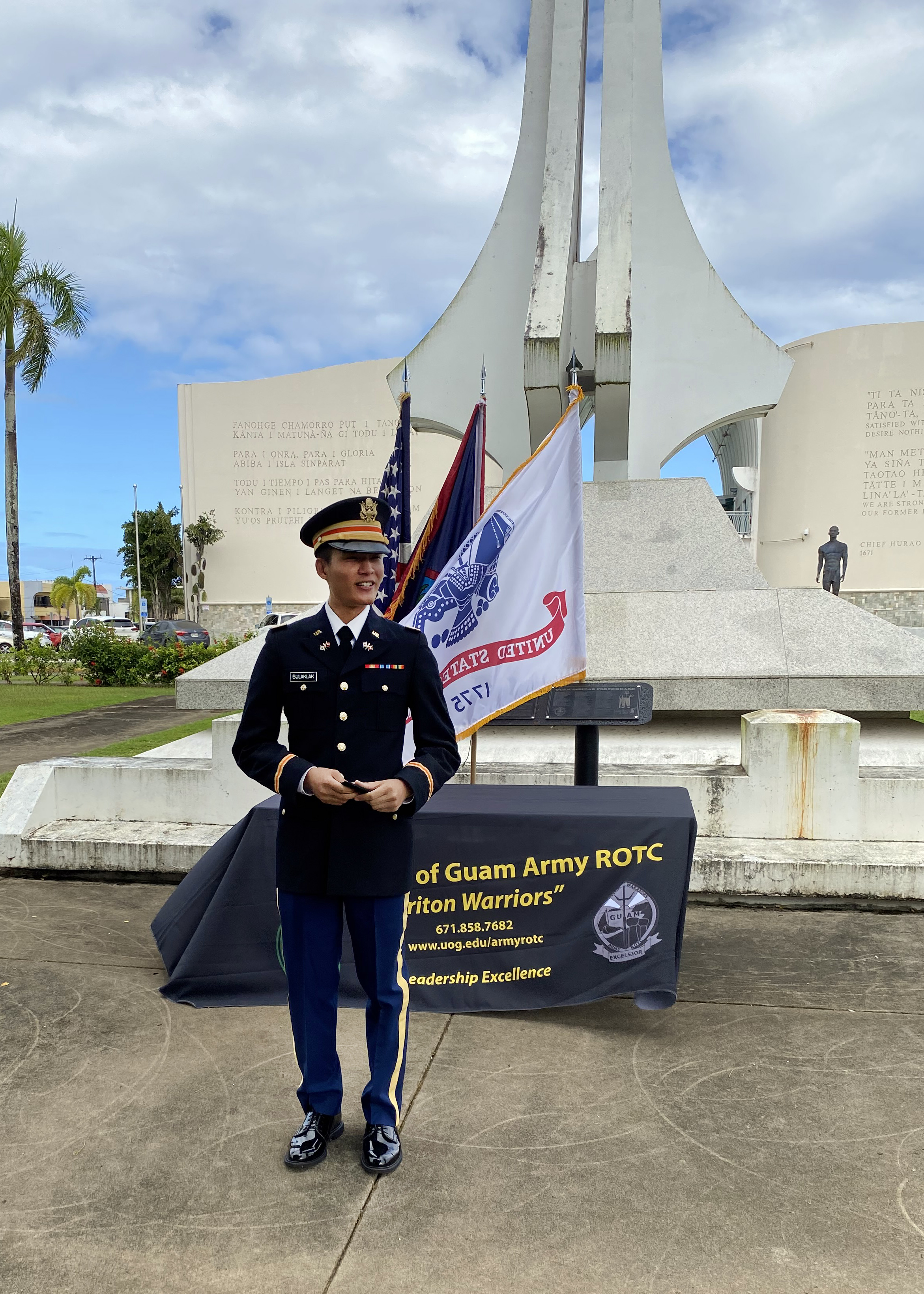 University of Guam ROTC Cadet Emmanuel Bulaklak commissioned as an officer through the UOG ROTC program during a private family ceremony on Dec. 18 at the Plaza de Espana in Hagåtña.