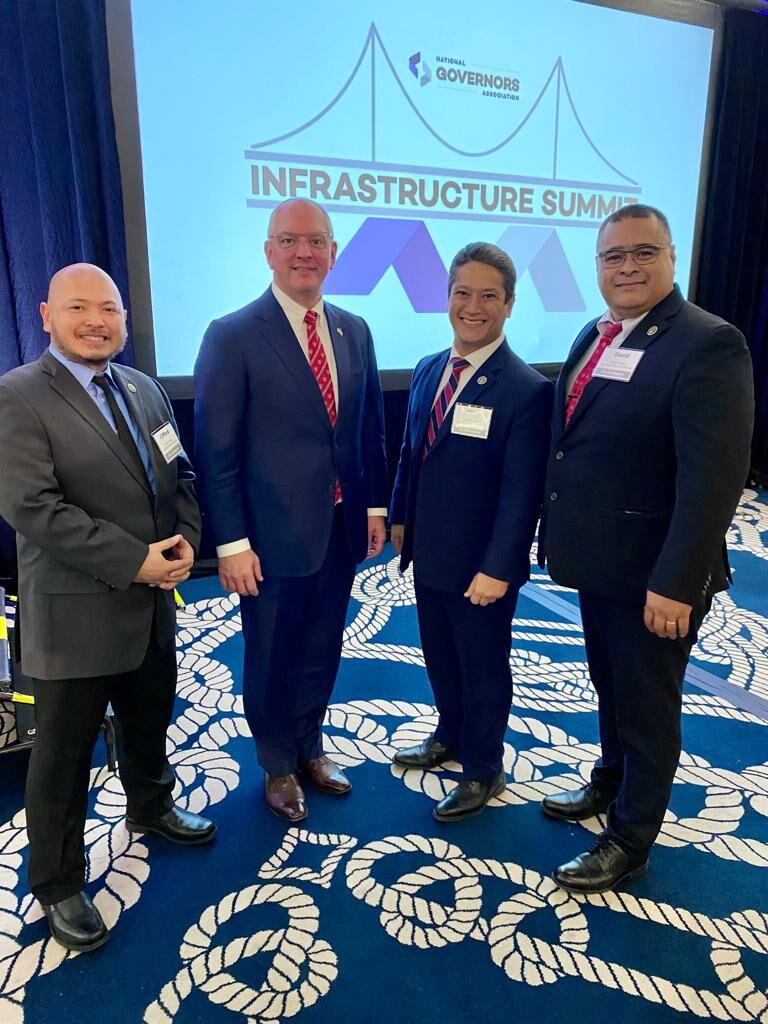 From left, CNMI Chief Information Officer Clifford Aldan, former Louisiana Lt. Governor and former Mayor of New Orleans Mitchell Joseph Landrieu, CNMI Office of the Governor Chief of Staff Wil Castro, and CNMI Secretary of Finance David Atalig.