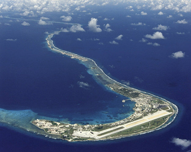 An aerial view of the U.S. Army's Reagan Test Site headquarters island at Kwajalein Atoll. Three border cases of Covid were discovered earlier this week while in quarantine.