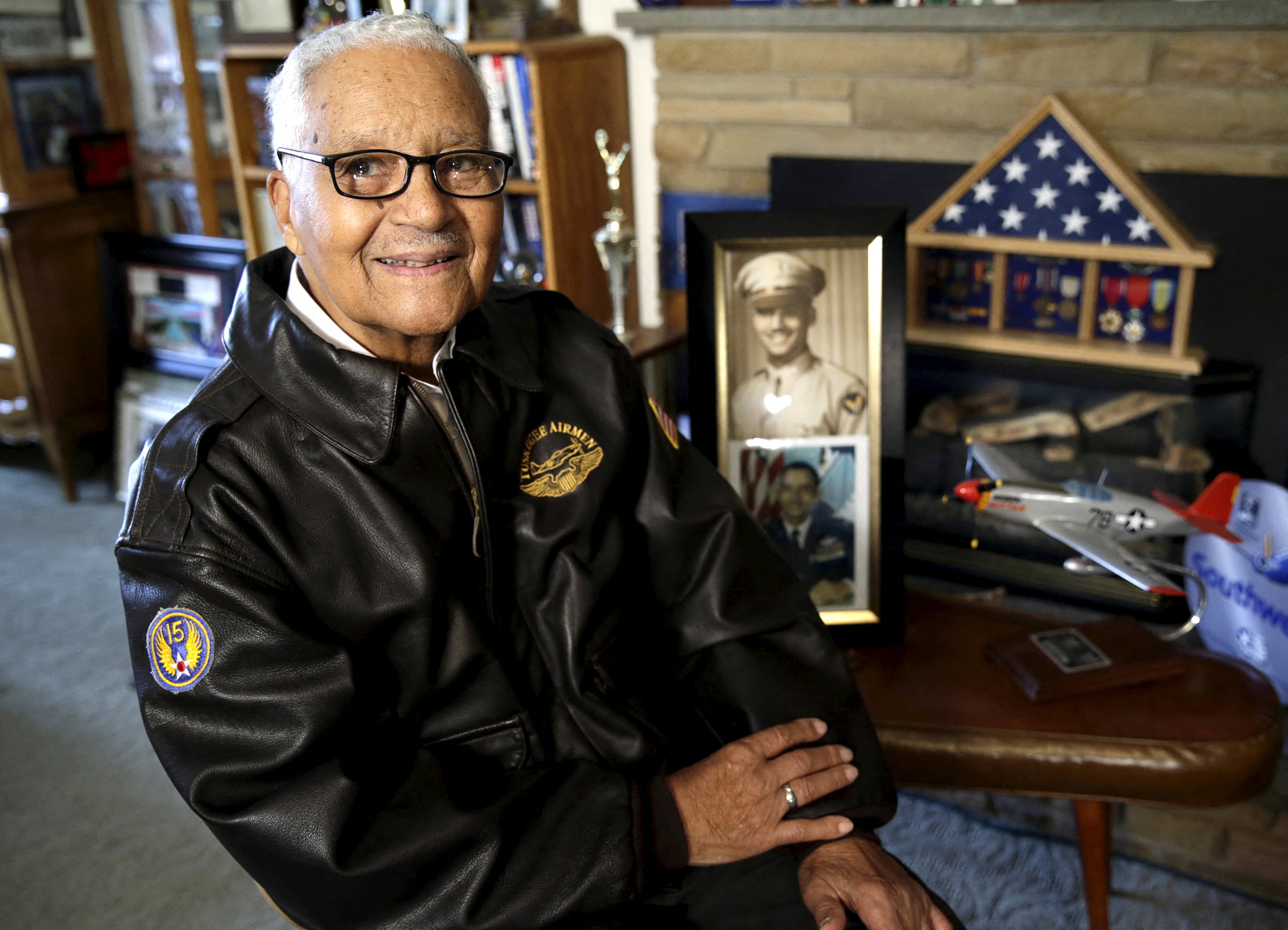 Tuskegee airman and U.S. Air Force fighter pilot  Charles McGee talks about his career as a military pilot at his home in Bethesda, Maryland on Feb. 17, 2016.