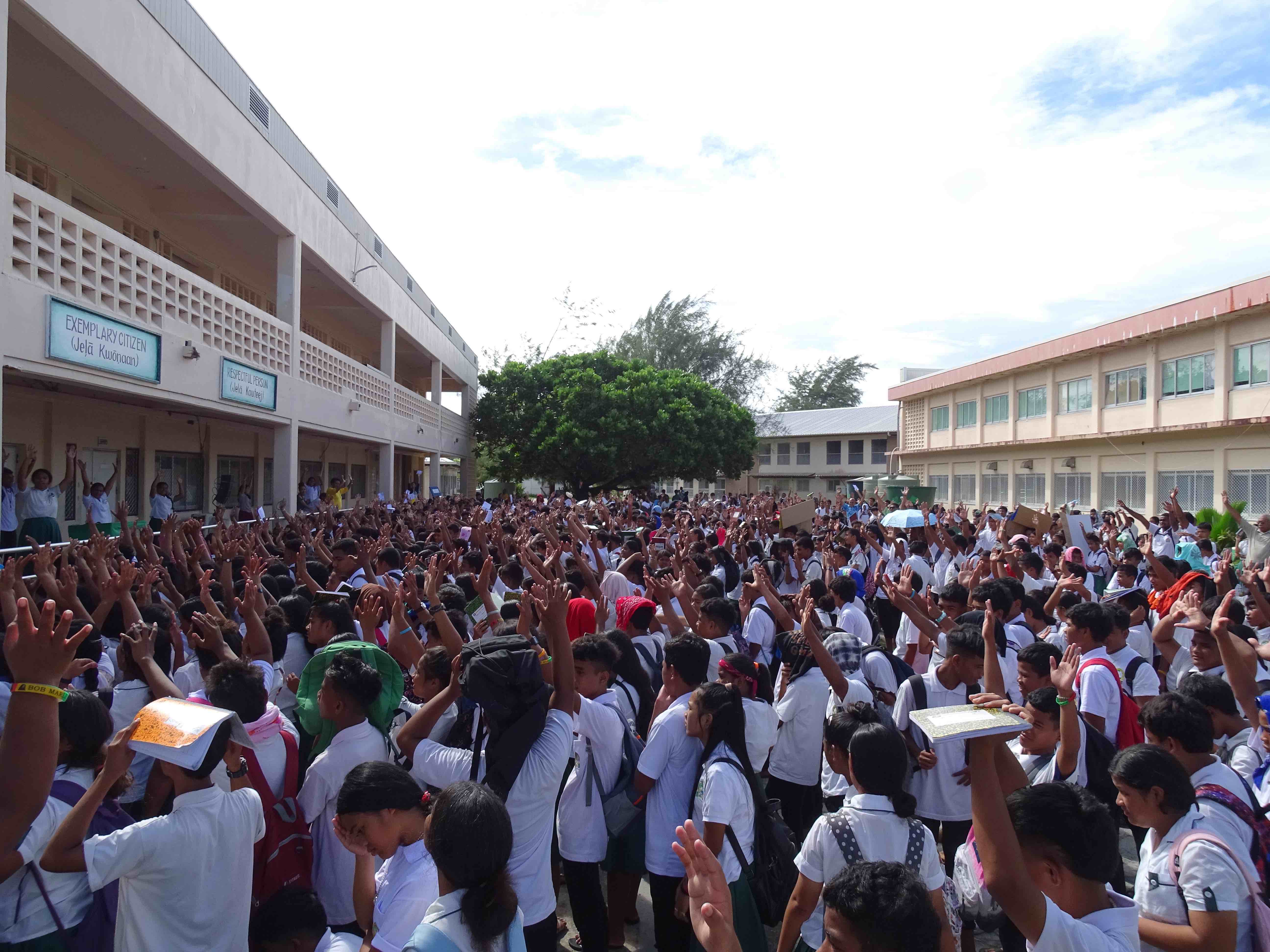 About 1,200 students attend Marshall Islands High School, the largest public school in the country. The teen pregnancy level among its senior class is higher than the national average, the second highest in the Pacific region.
