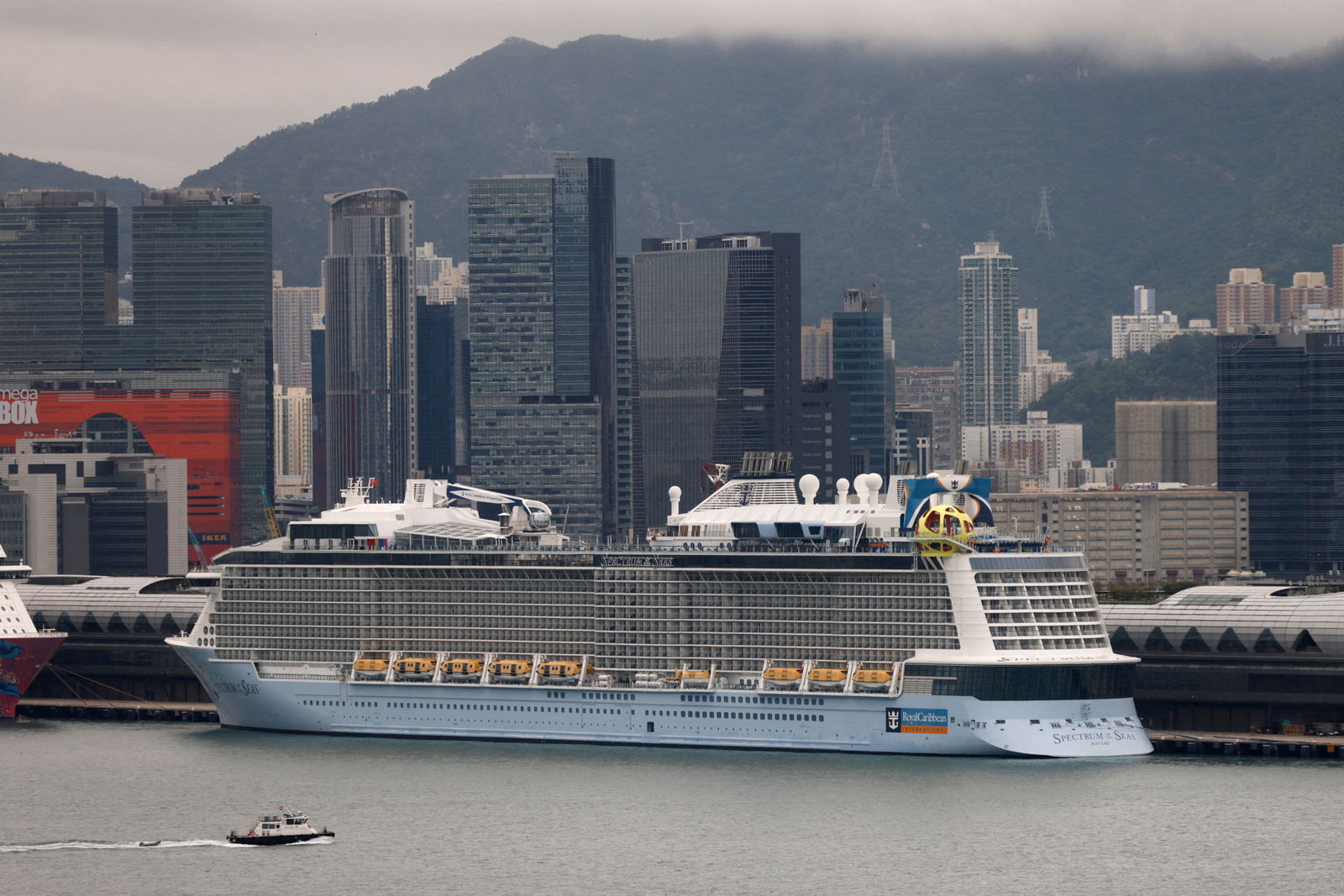 The Royal Caribbean cruise ship "Spectrum of the Seas" is seen docked at the Kai Tak Cruise Terminal in Hong Kong on Oct. 22, 2021.
