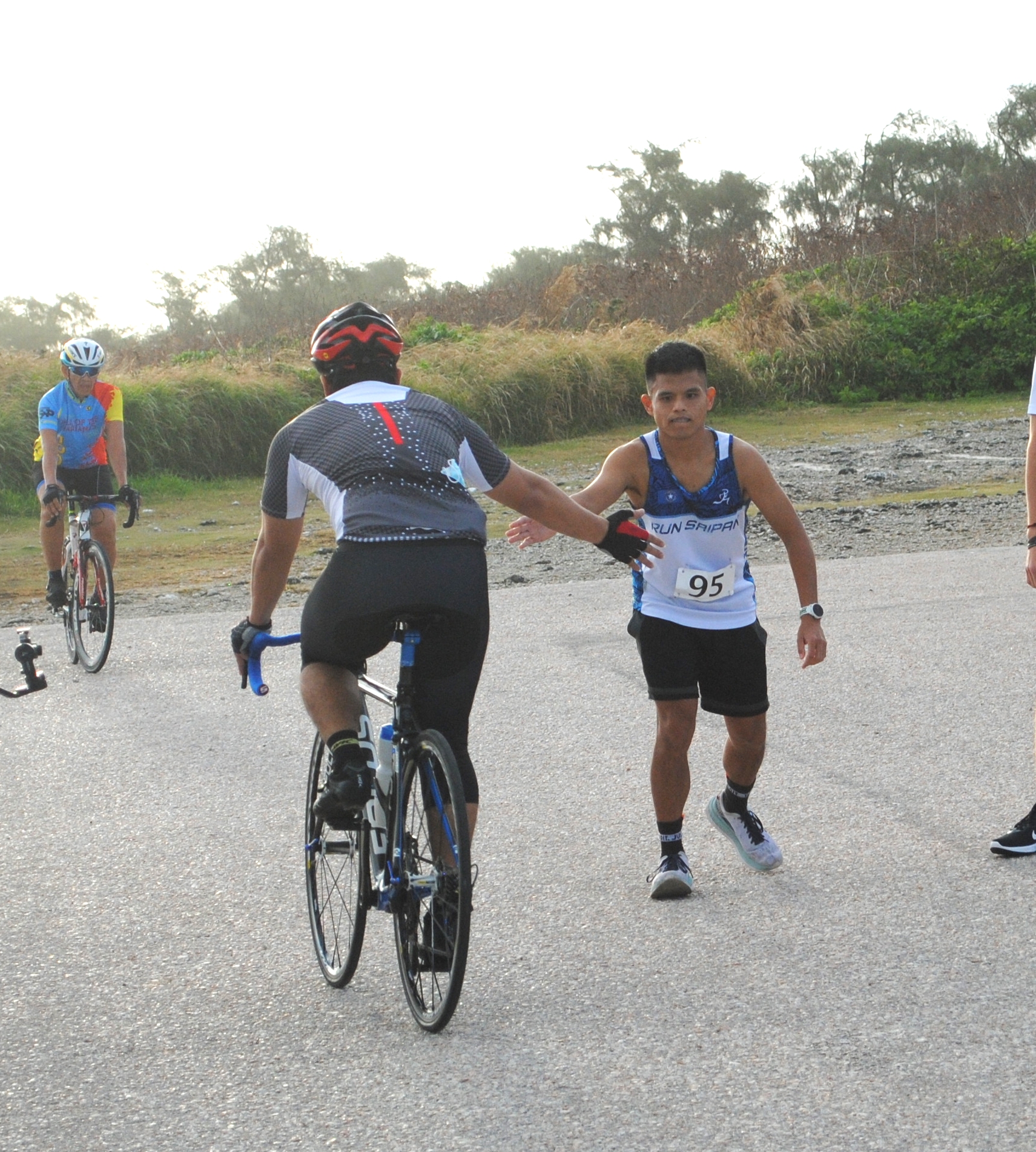 Jomer Enriquez tags his partner Jalen Lucido.