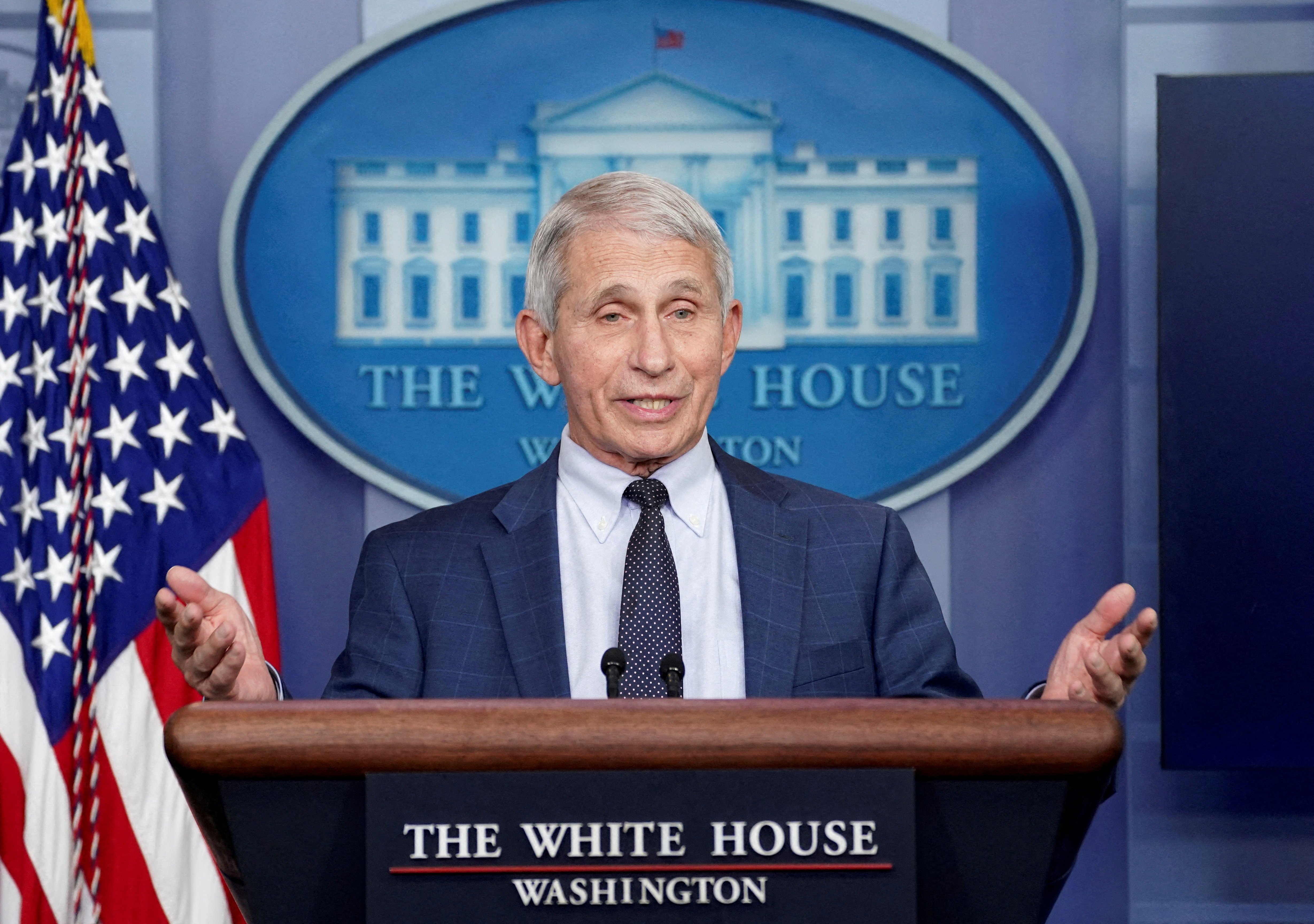 Dr. Anthony Fauci speaks about the Omicron coronavirus variant during a press briefing at the White House in Washington, D.C., Dec. 1, 2021.