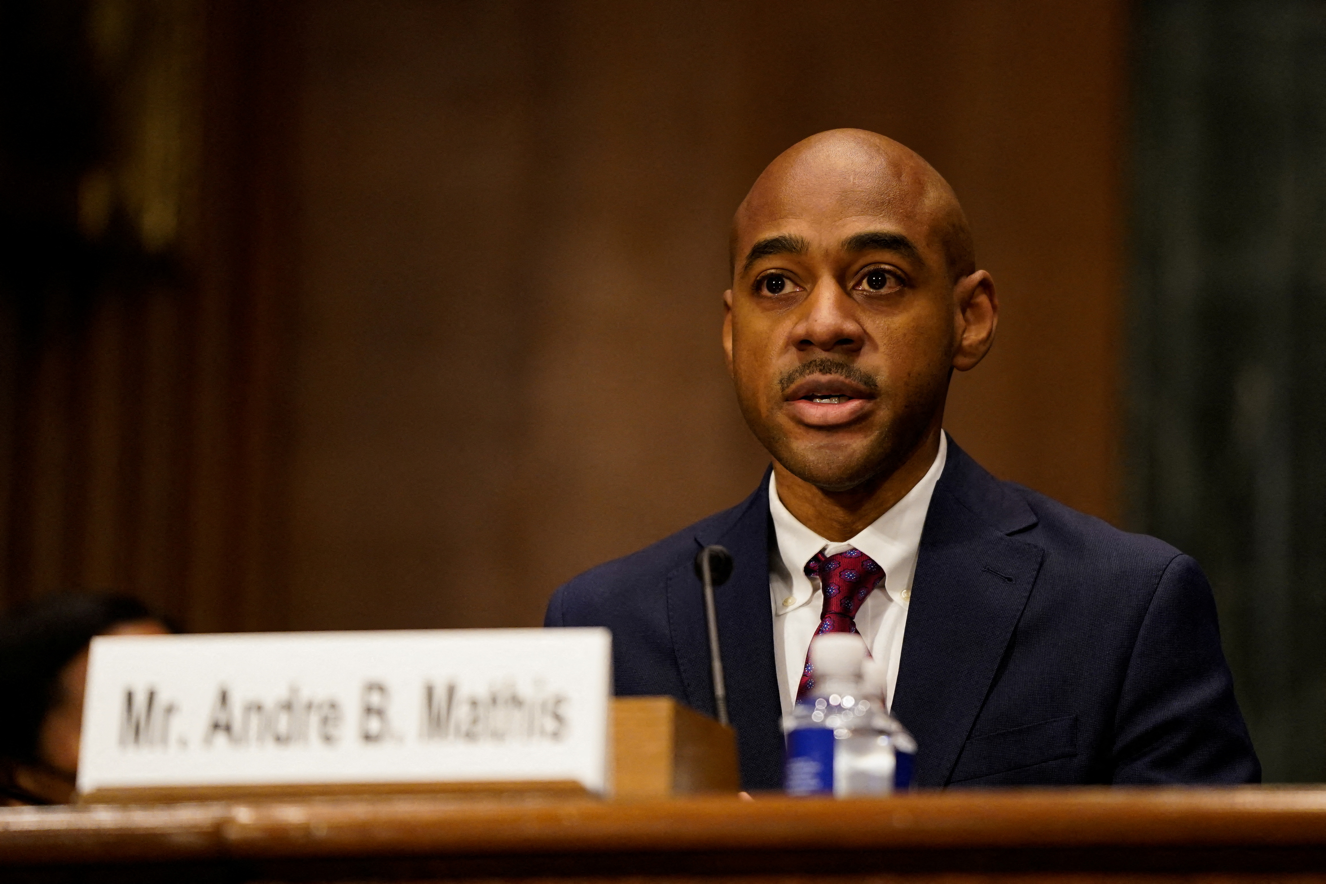 Andre Mathis, a nominee to the 6th U.S. Circuit Court of Appeals, testifies during a U.S. Senate Judiciary Committee hearing on Capitol Hill in Washington, D.C., Jan. 12, 2022.