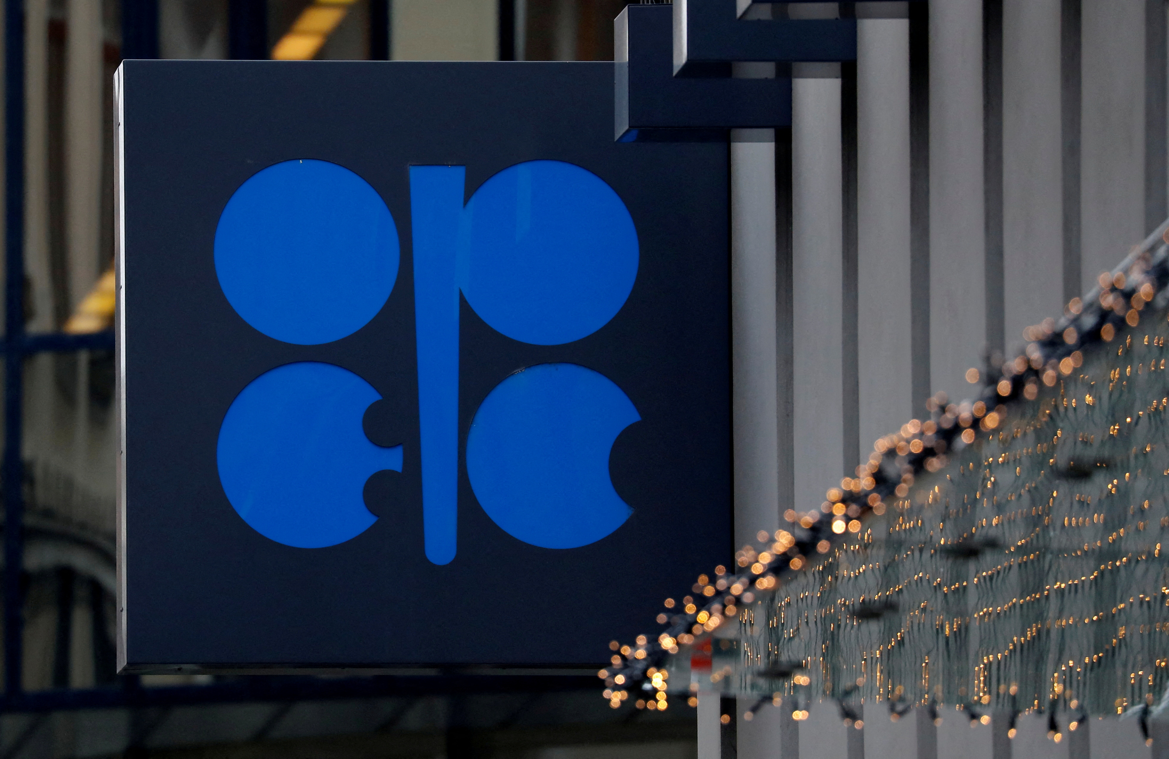 The logo of the Organization of the Petroleum Exporting Countries sits outside its headquarters ahead of the OPEC and NON-OPEC meeting in Vienna, Austria on Dec. 6, 2019.
