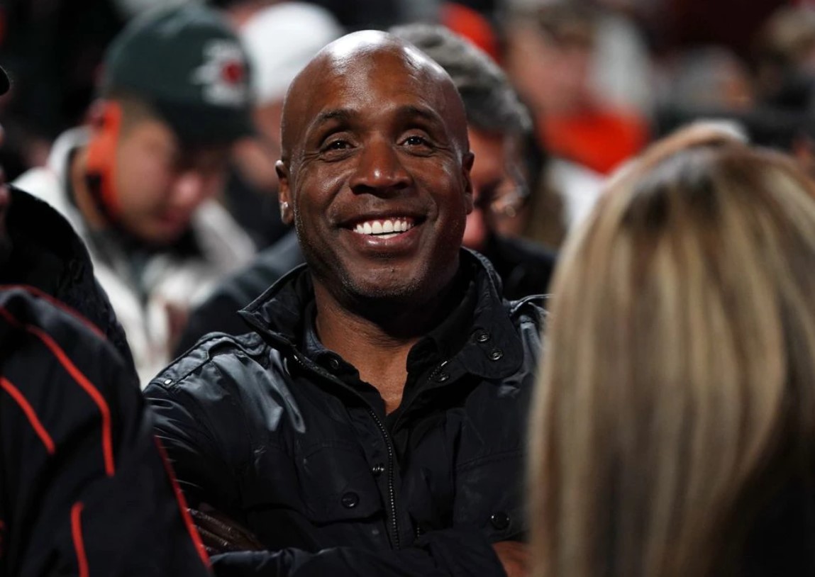  San Francisco Giants former player Barry Bonds looks on from the stands during the sixth inning in game five of the 2021 NLDS between the San Francisco Giants and the Los Angeles Dodgers at Oracle Park in San Francisco, California on Oct. 14, 2021.