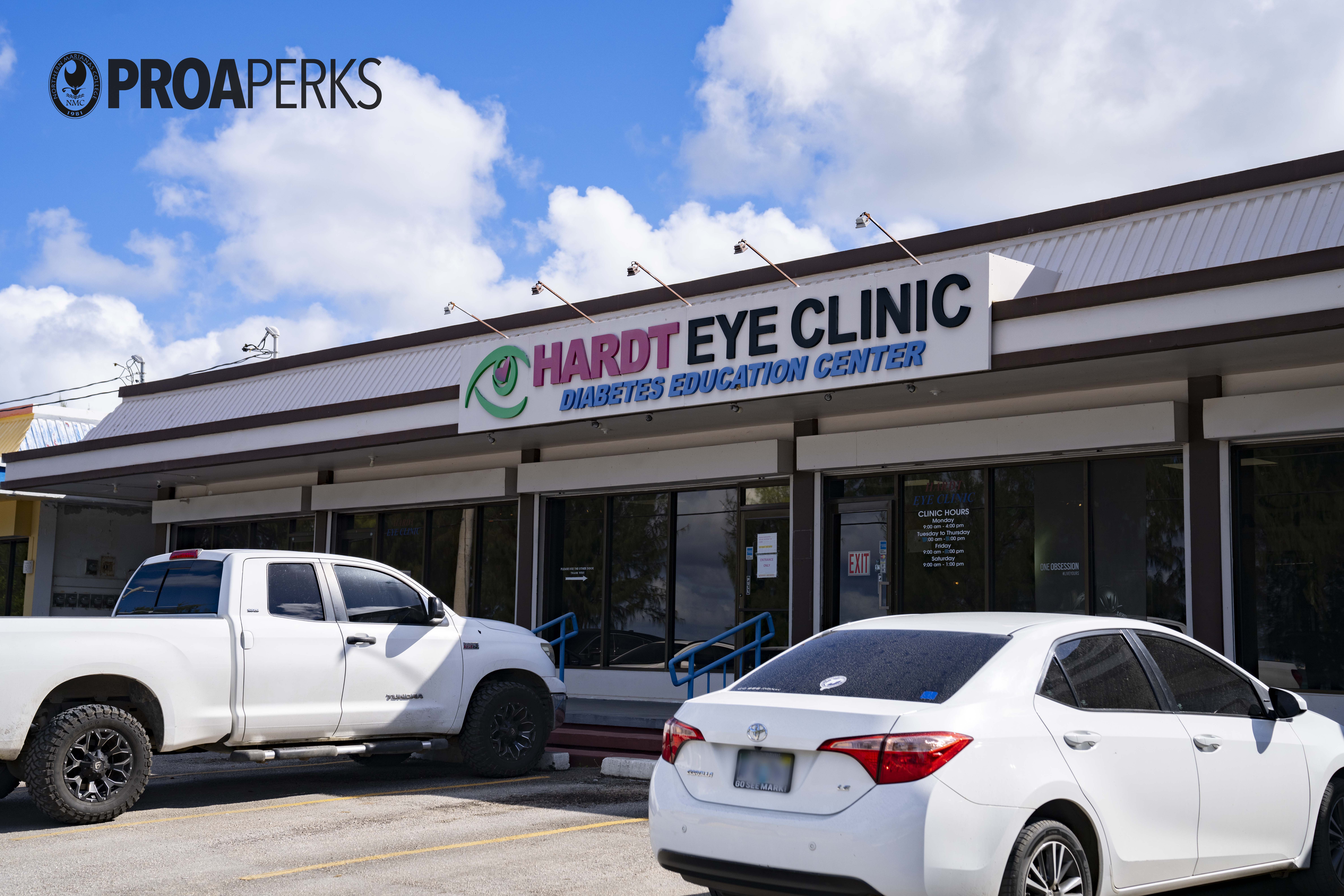 Hardt Eye Clinic is now a proud NMC ProaPerks partner. More information about their special promotion for ProaPerks card holders can be found at marianas.edu/proaperks