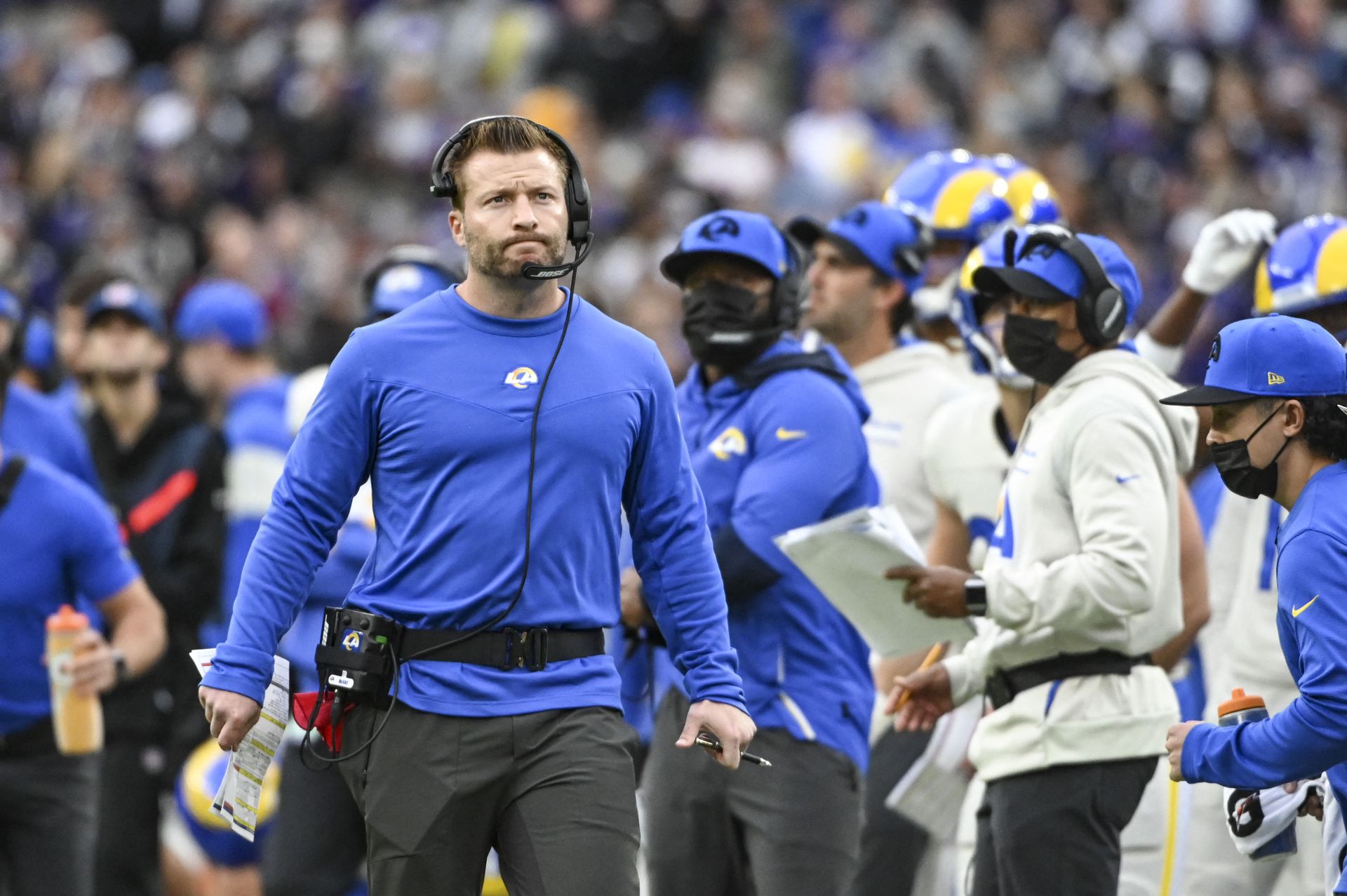 Los Angeles Rams head coach Sean McVay during the second half against the Baltimore Ravens at M&T Bank Stadium in Baltimore, Maryland on Jan. 2, 2022.