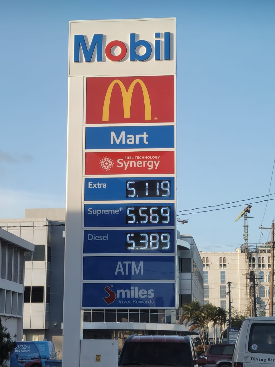 Mobil Oil on Beach Road in Garapan displays its new prices on Tuesday.
