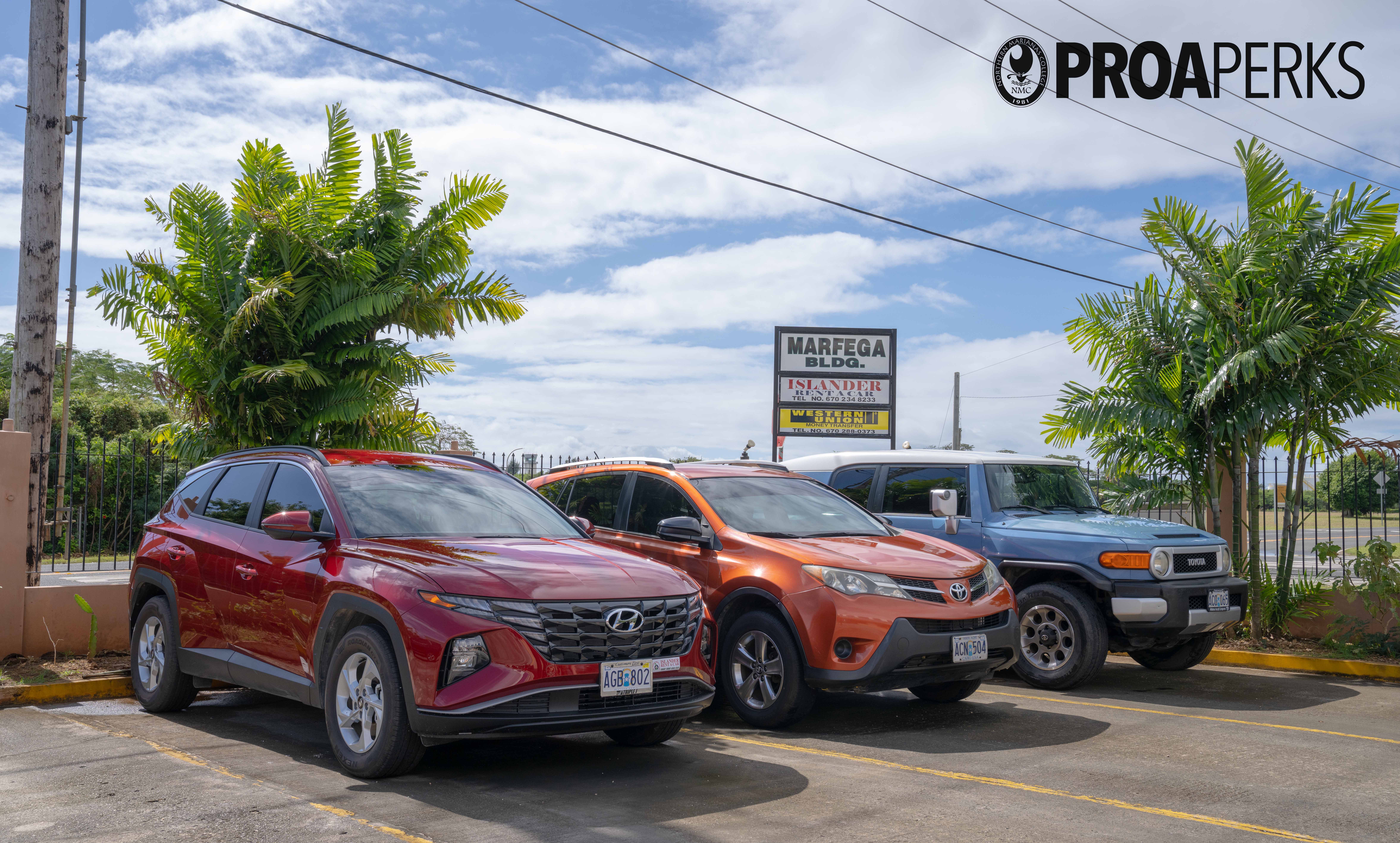 Islander Rent A Car is now a proud NMC ProaPerks partner. More information about their special promotion for ProaPerks card holders can be found at marianas.edu/proaperks