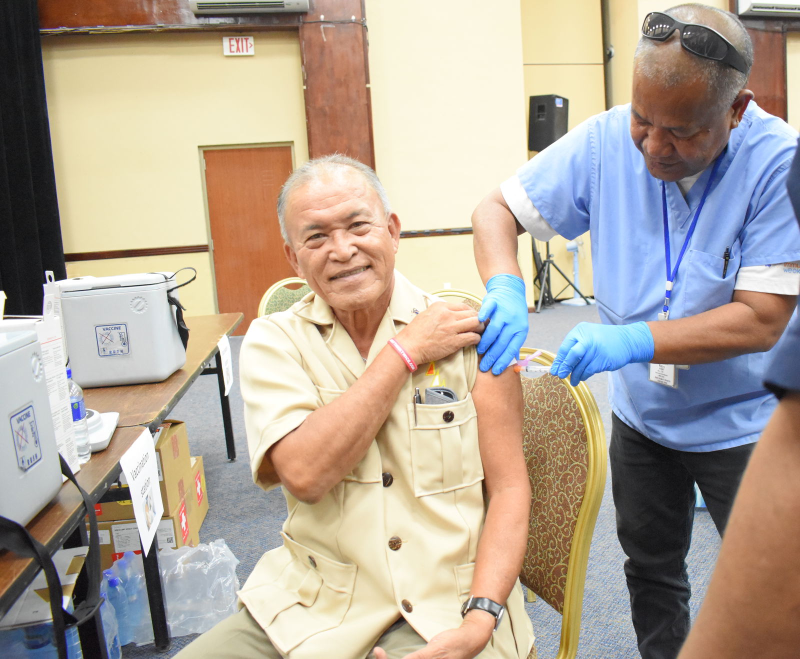 Marshall Islands President David Kabua receives his Covid shot in Majuro in this file photo from 2021.