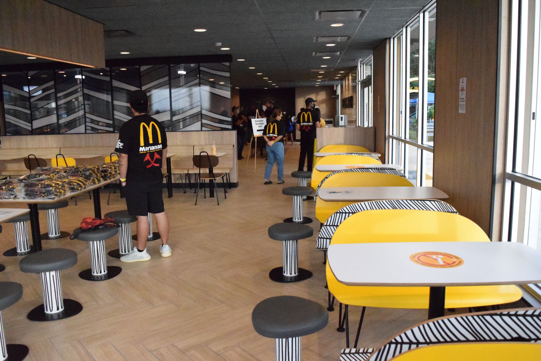 McDonald's Middle Road staffers prepare for the reopening of the restaurant.
