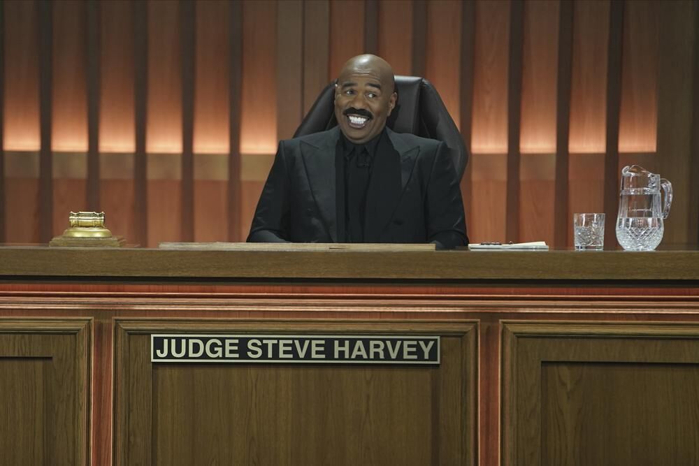 This image released by ABC shows Steve Harvey from "Judge Steve Harvey" in an episode entitled "Stuck on Stupid" that aired Tuesday, Jan. 11 on ABC.