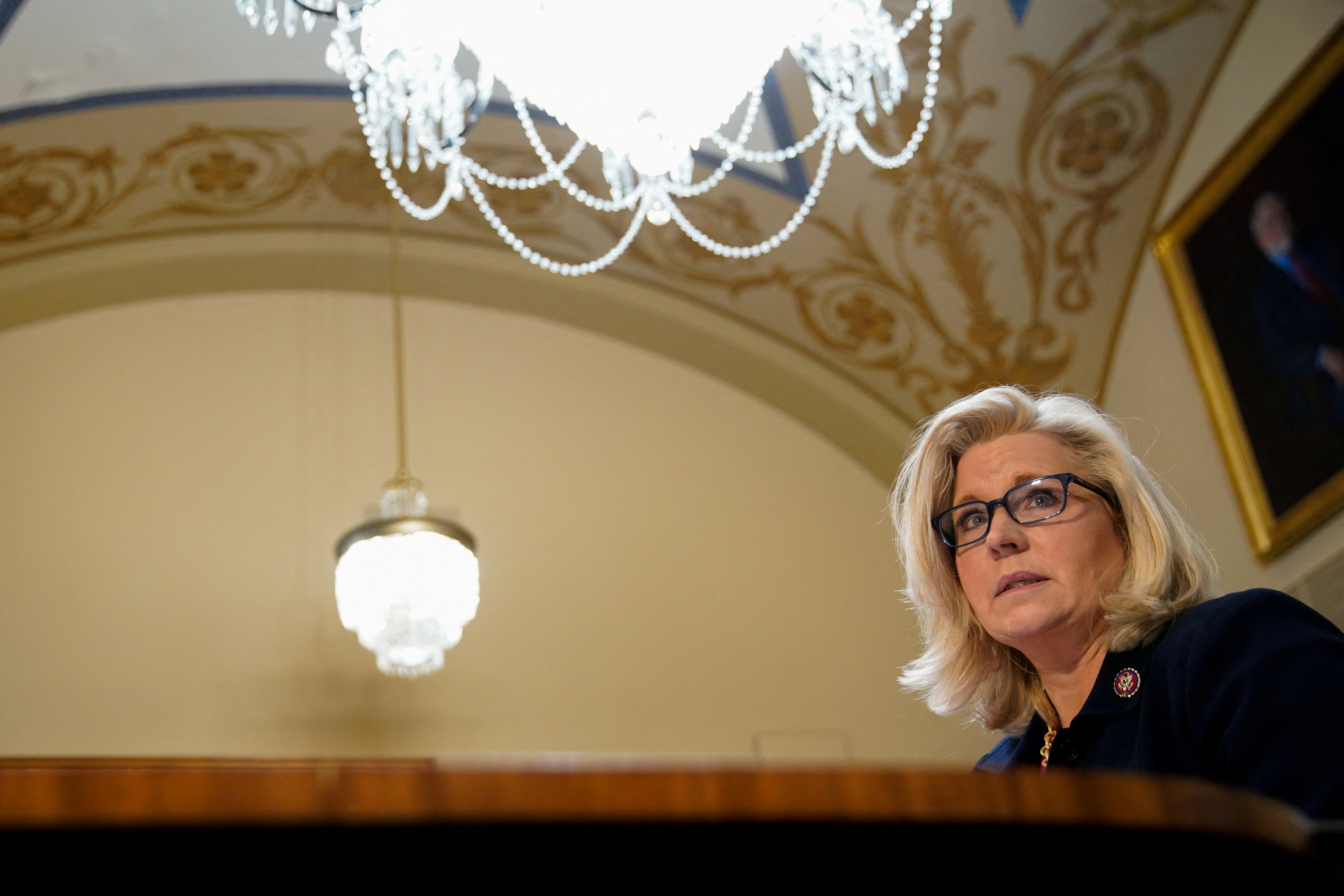 U.S. Rep. Liz Cheney, R-Wy., testifies before the House Rules Committee at the U.S. Capitol in Washington, D.C., Dec. 14, 2021.