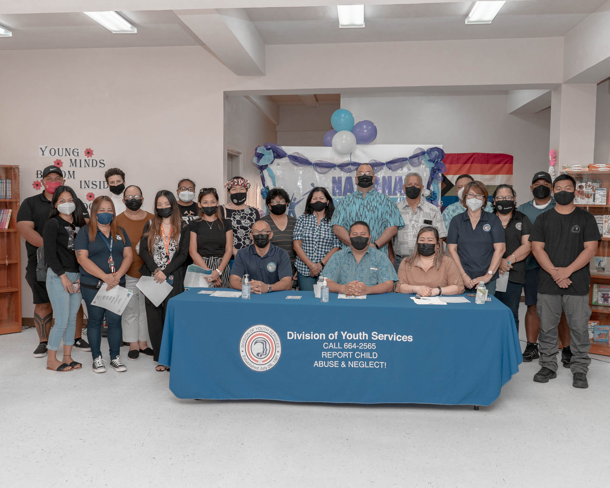 Following the proclamation of February as Parent Leadership Month, Gov. Ralph DLG Torres poses for a photo with Division of Youth Services Administrator Vivian T. Sablan, Northern Marianas Housing Corporation Corporate Director Jesse Palacios, Rev. Fr. Isaac M. Ayuyu, Speaker Edmund S. Villagomez, Rep. Leepan T. Guerrero, other officials and stakeholders at the Tanapag Youth Center.