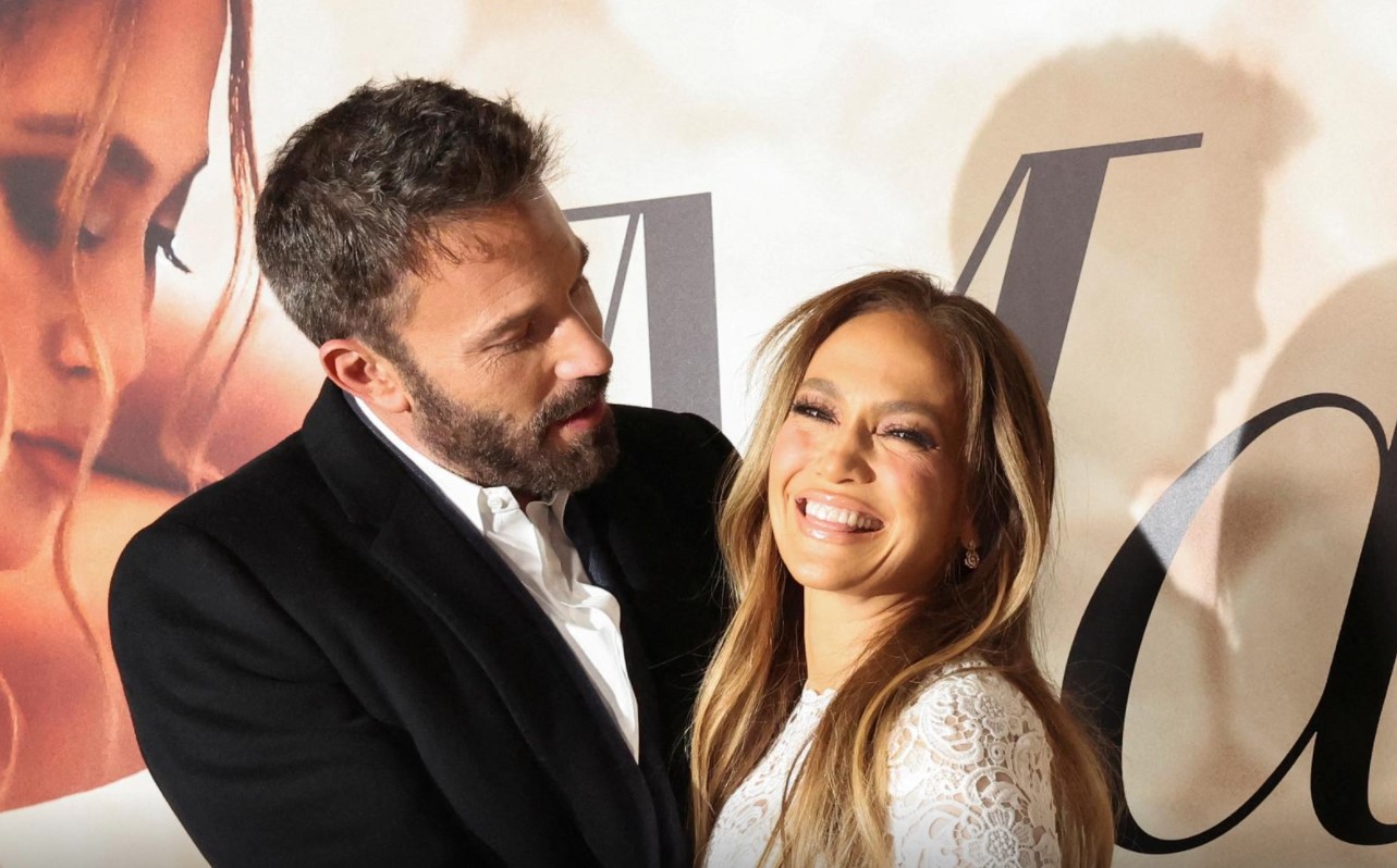 Jennifer Lopez and Ben Affleck attend a special screening of the film "Marry Me" at the Directors Guild of America in Los Angeles, California, Feb. 8, 2022.