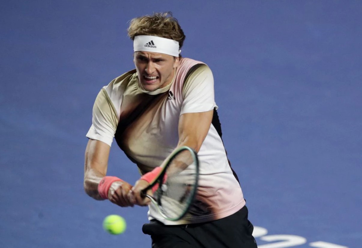 Germany's Alexander Zverev in action during his match against Jenson Brooksby of the U.S. at The Fairmont Acapulco Princess, Acapulco, Mexico on Feb. 22, 2022.