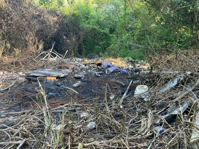 The scene in Chalan Pago where first responders found a body after extinguishing a trash fire on Jan. 29, 2022.