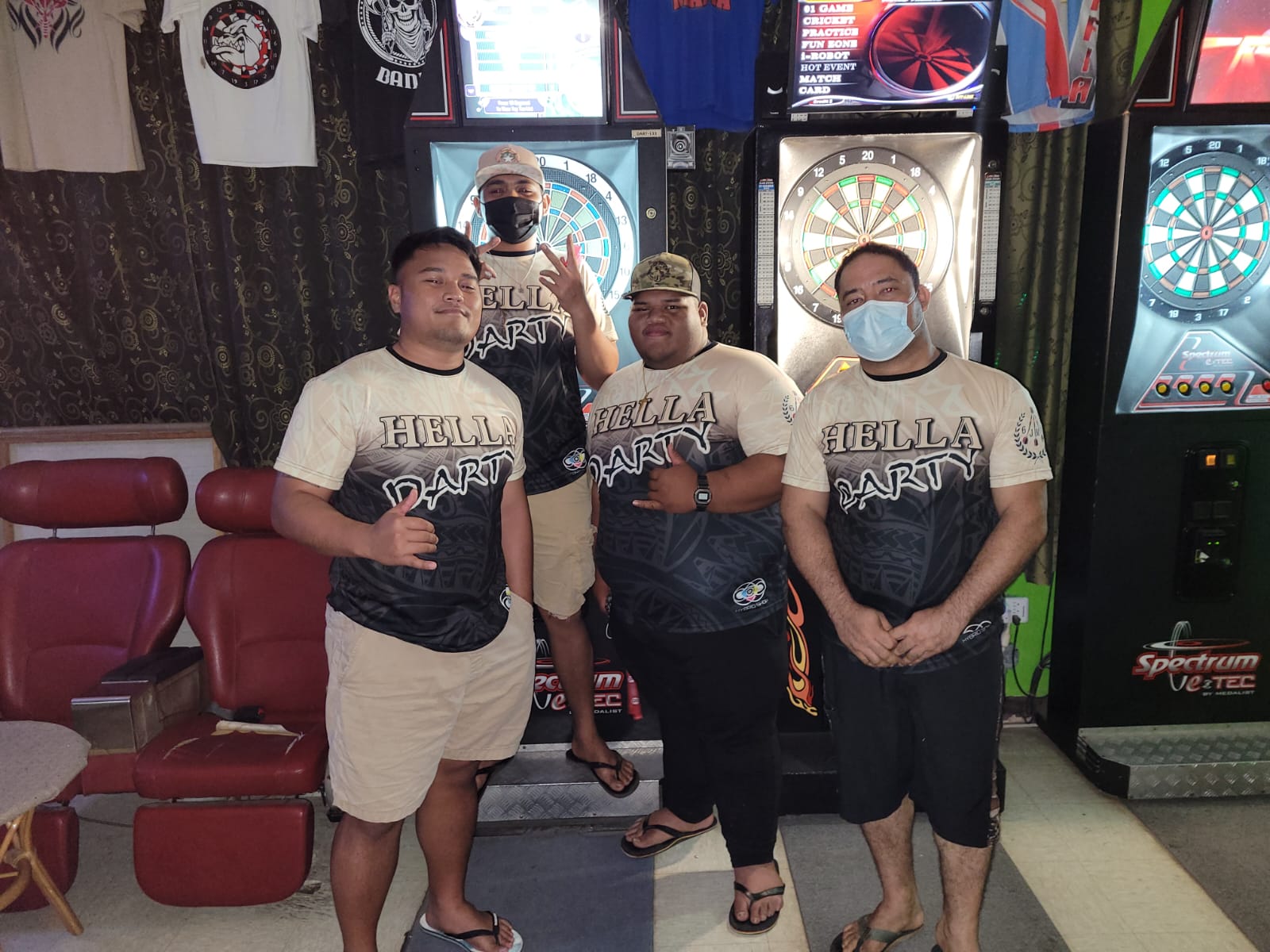 Hella Darty team members pose for a photo during a SEDA Bud Light League match at the 6JMS Sports Bar.