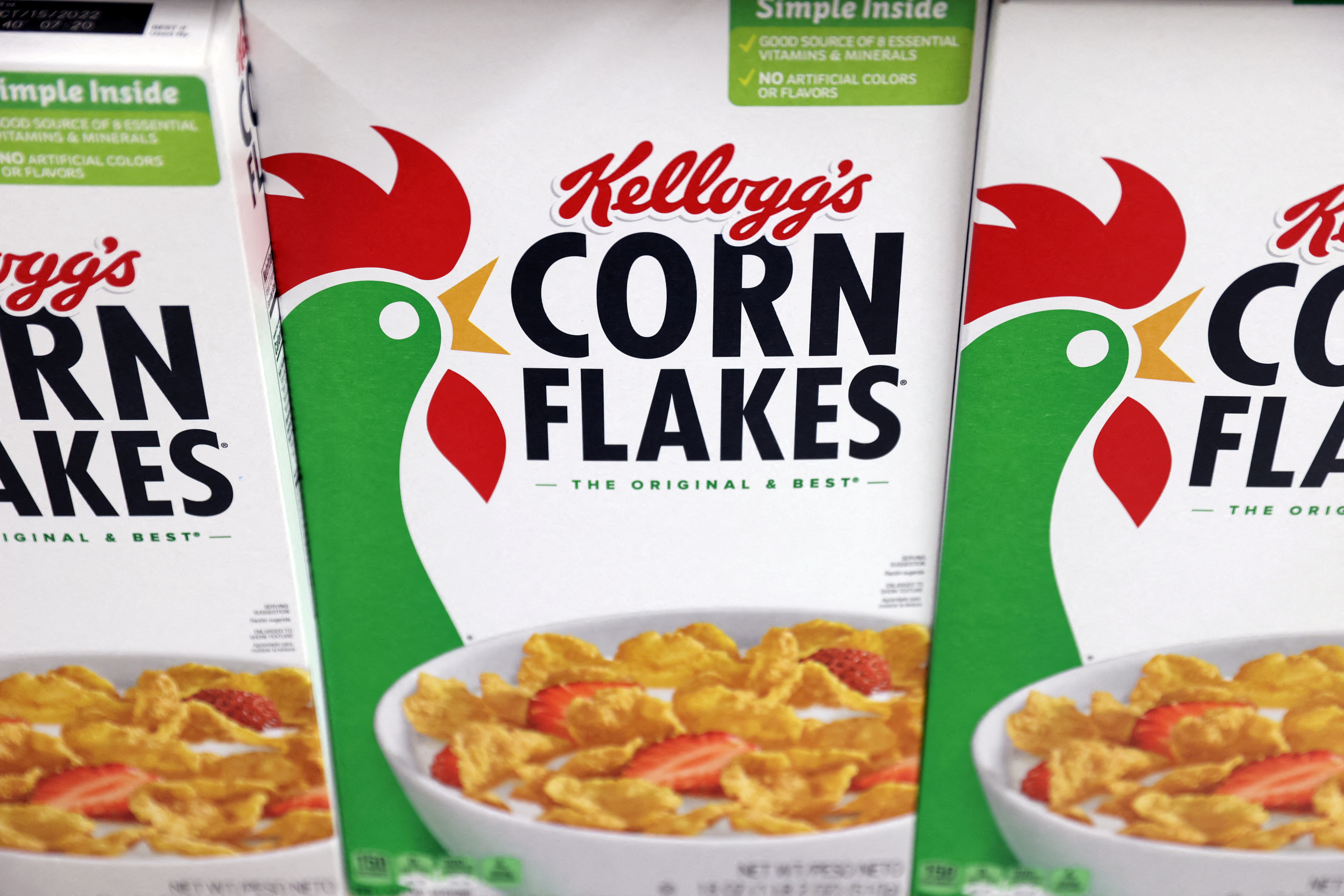 Kellogg's Corn Flakes owned by Kellogg Company is seen for sale in a store in Queens, New York City, Feb. 7, 2022.