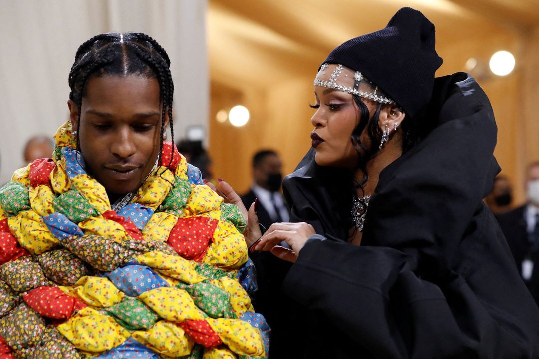 A$AP Rocky and Rihanna at the Metropolitan Museum of Art Costume Institute Gala  in New York City, Sept. 13, 2021.