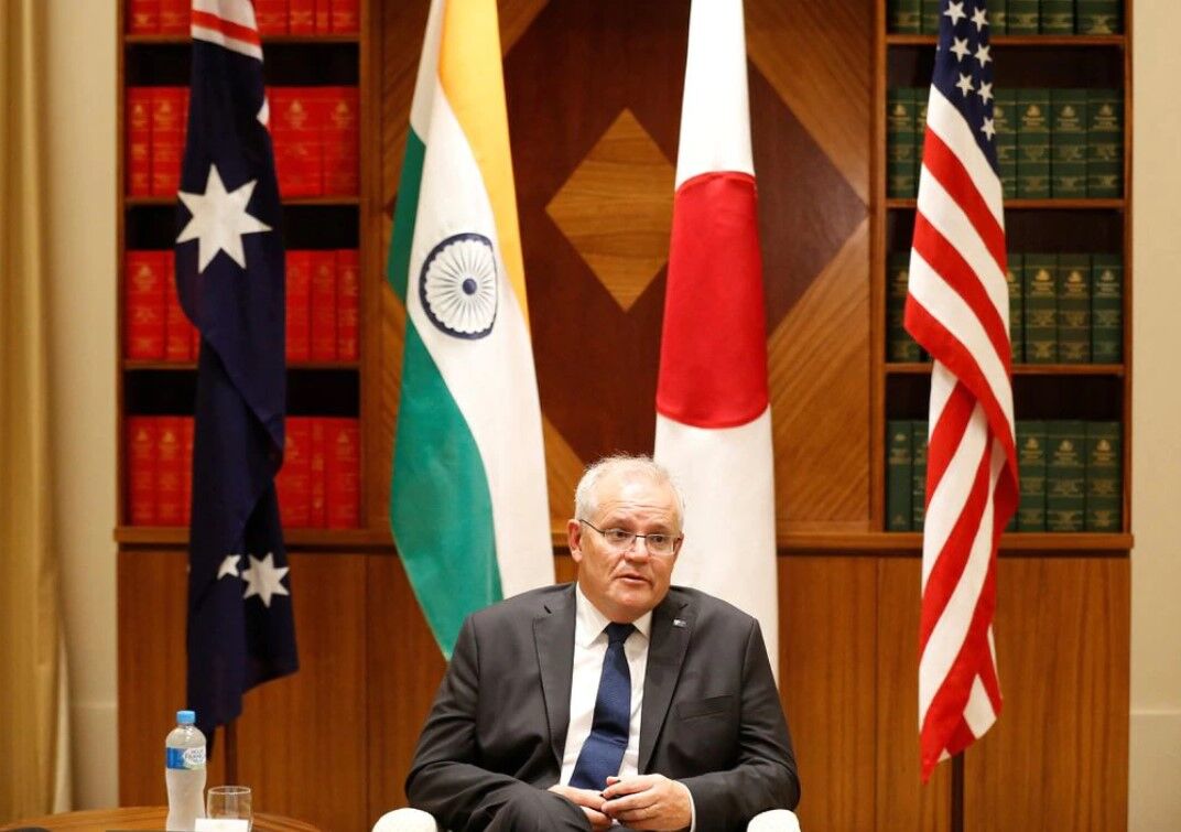 Australian Prime Minister Scott Morrison speaks to the media at Melbourne Commonwealth Parliament Office on Feb. 11, 2022.