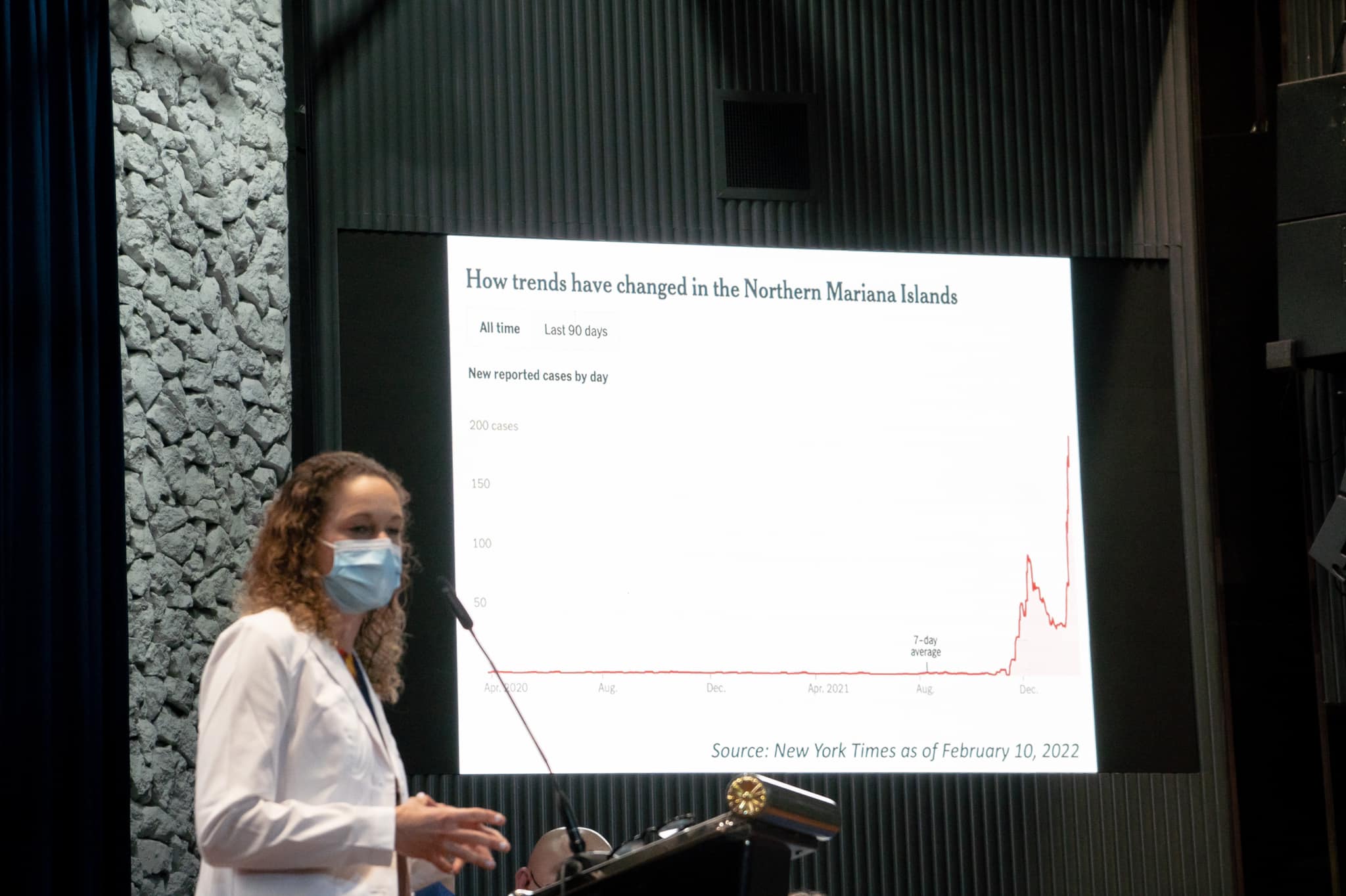 Dr. Lily Muldoon, Commonwealth Healthcare Corp. medical director of public health, speaks during the CNMI Covid-19 Protocol Forum on Friday at Kensington Hotel.