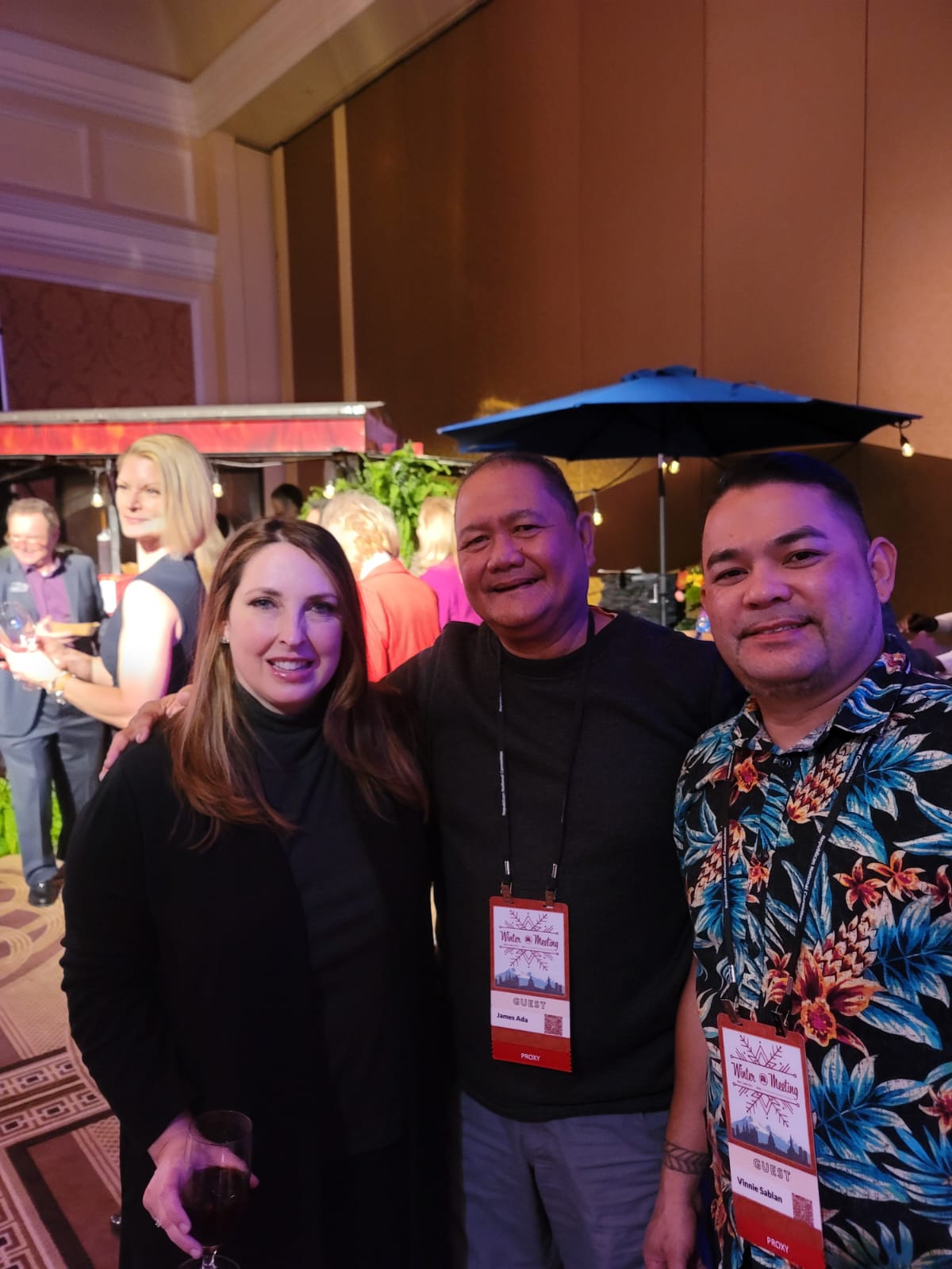 From left,  RNC President Ronna Romney McDaniel, Torres-Sablan Committee-to-Elect Chairman James Ada, and  Lt. Governor candidate Vinnie F. Sablan.