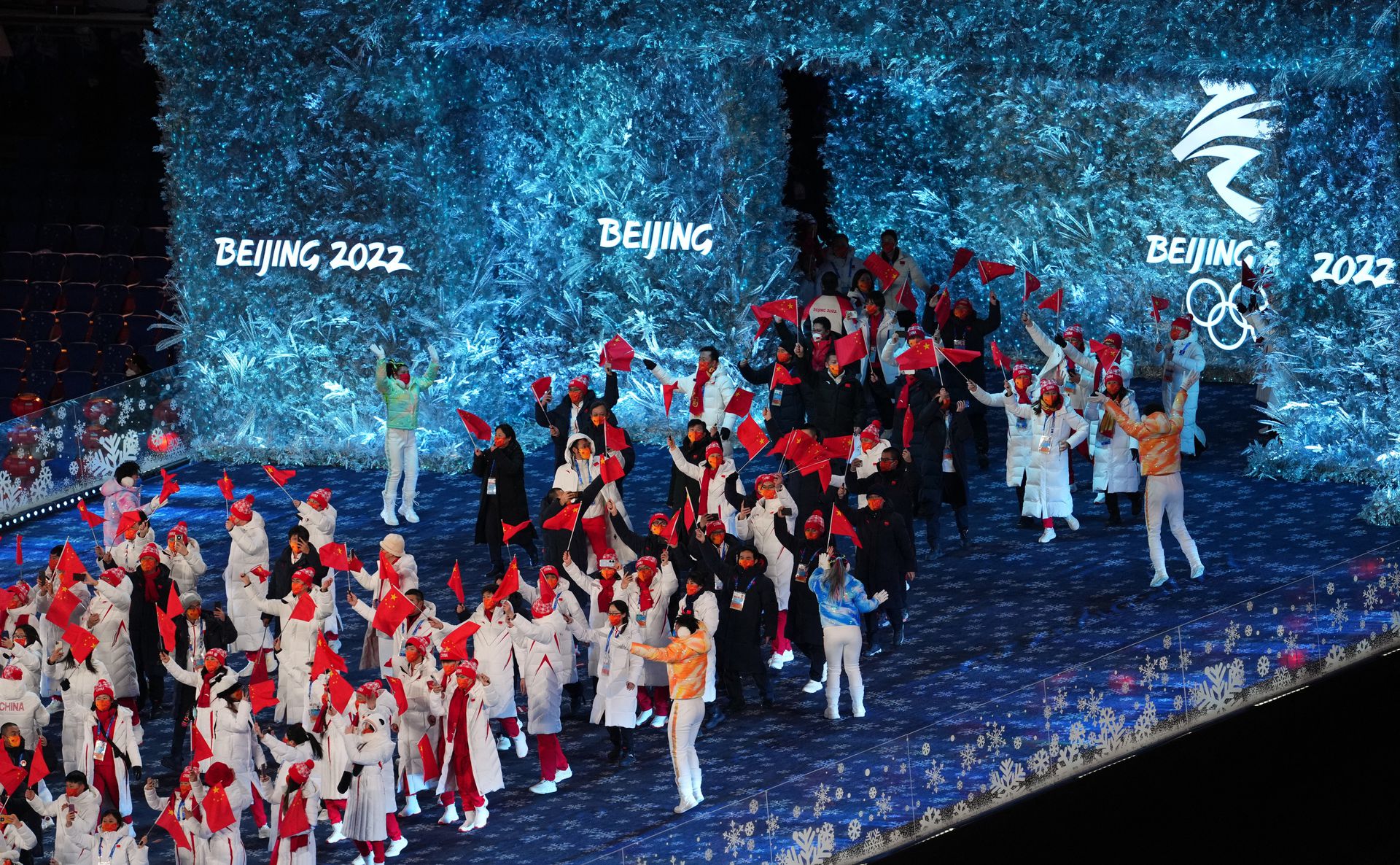 Athletes are pictured during the closing ceremony of the Beijing Olympics at the National Stadium, in Beijing, China on Feb. 20, 2022.