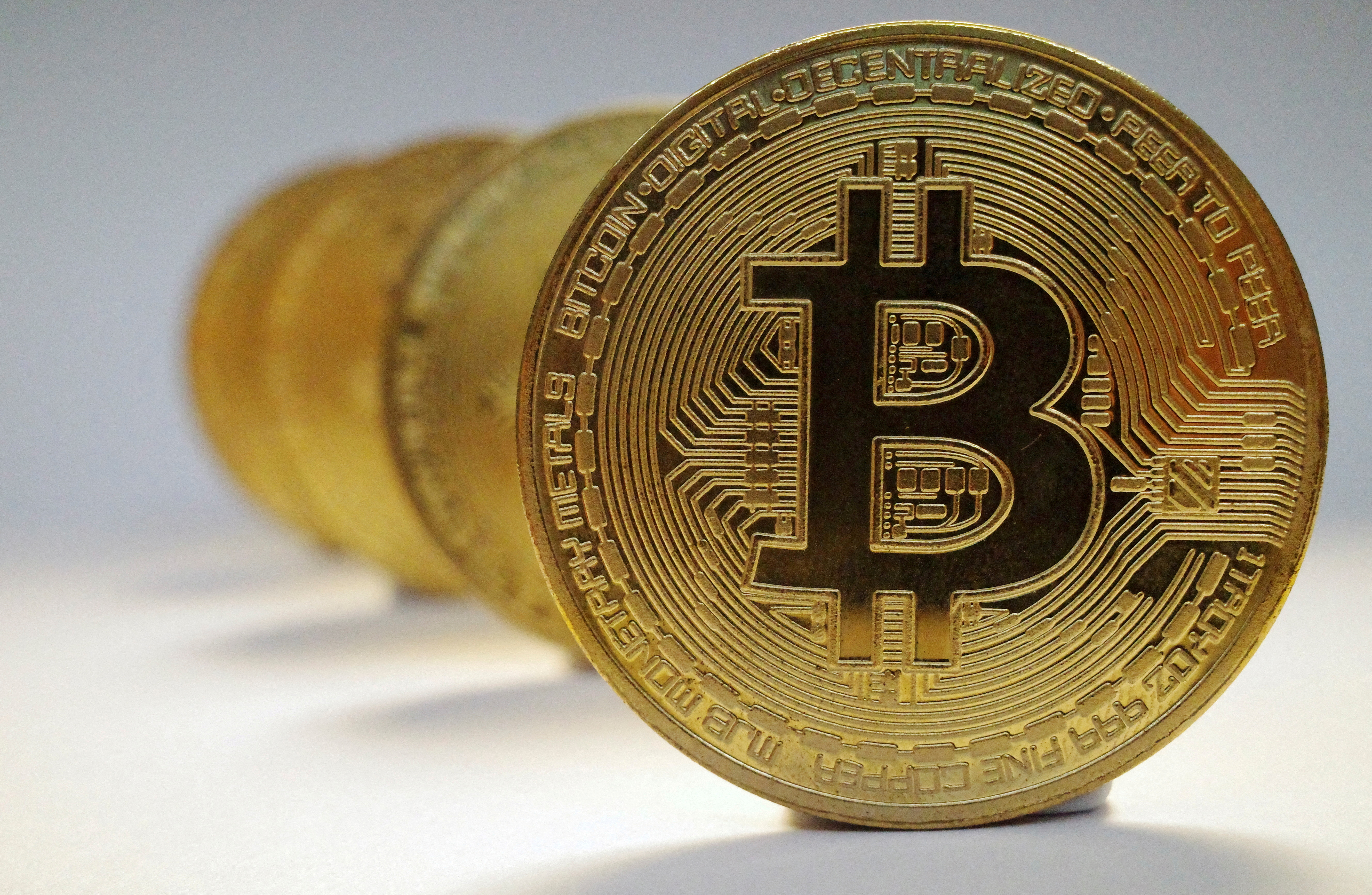 A representation of the virtual cryptocurrency bitcoin is seen in this picture illustration taken Oct. 19, 2021.