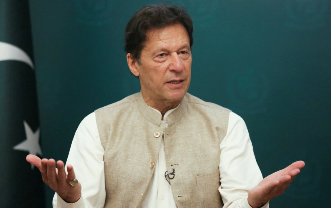 Pakistan's Prime Minister Imran Khan gestures during an interview with Reuters in Islamabad, Pakistan, June 4, 2021.