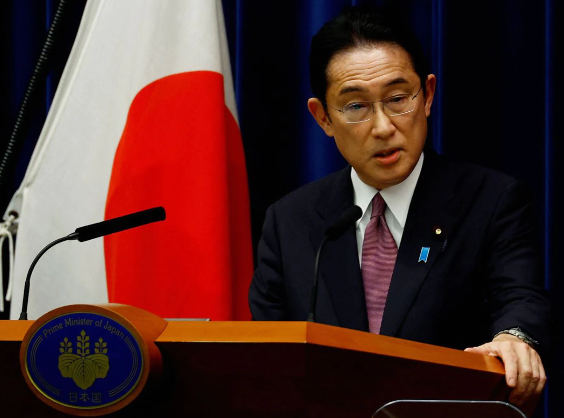 Japan's Prime Minister Fumio Kishida speaks at a news conference in Tokyo, Japan on March 3, 2022.