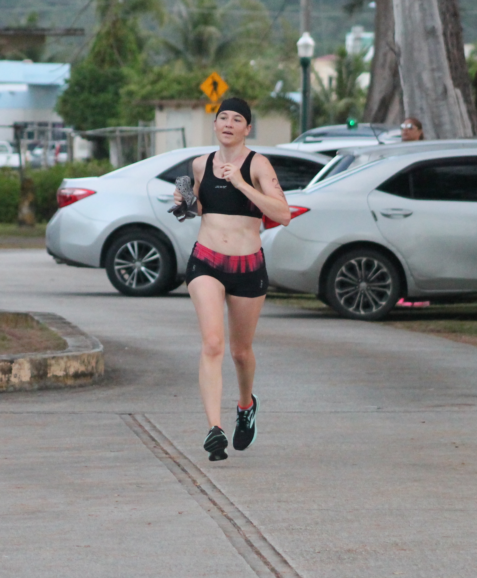 Heather Brook completes the first leg of the 7th Aquathon. 