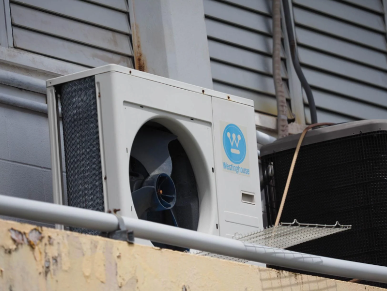 An air conditioning unit at George Washington High School is seen in this Aug. 17, 2017 photo. Guam Department of Education officials are working to cool classrooms as a current maintenance contract is about to expire.