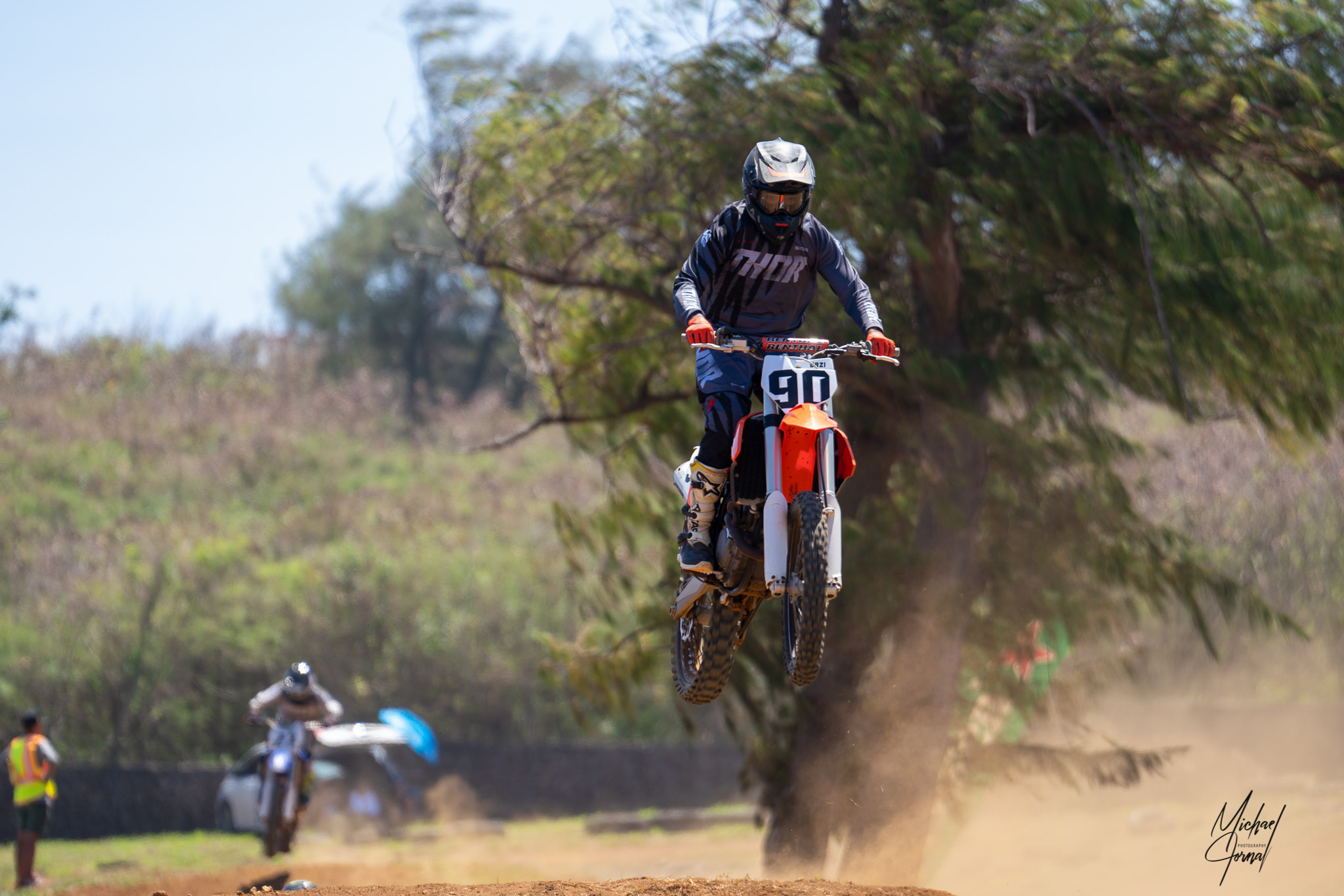 Joseph Santos gets some air during a novice class race of the MRA Points Race Series at  Cow Town Raceway Park.