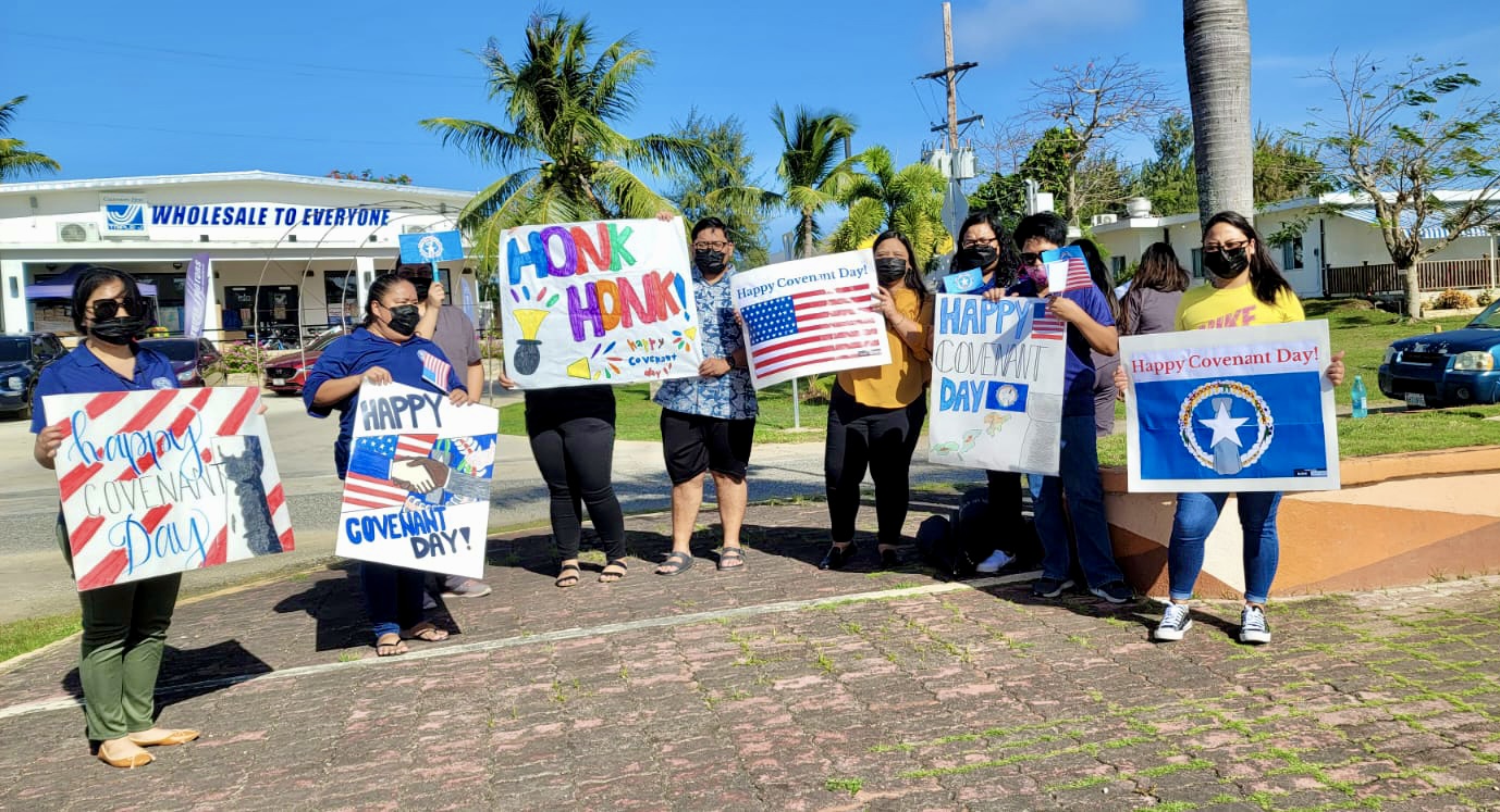 Tinian students and educators celebrate Commonwealth Covenant Day.
